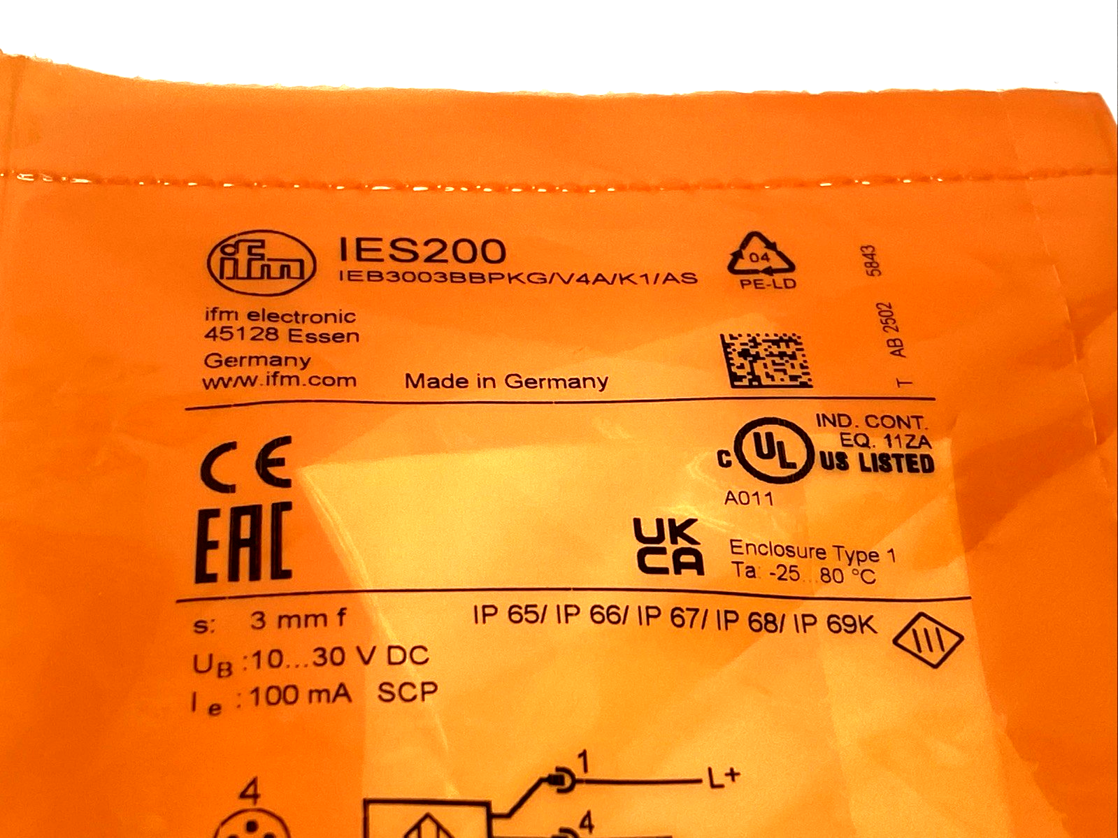 IES200 | ifm Inductive Sensor M8 3-Pin IEB3003BBPKG/V4A/K1/AS - New - Maverick Industrial Sales