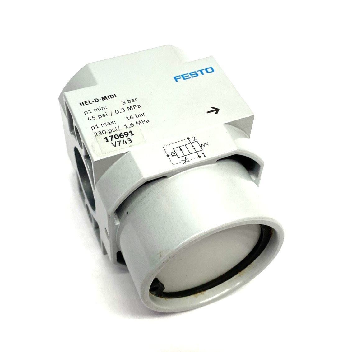 HEL-D-MIDI | Festo On/Off Valve 2-2 Way, Closed Monostable, 170691 - New – Open box - Maverick Industrial Sales