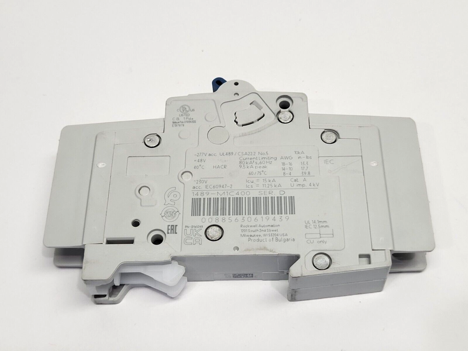 Allen Bradley 1489-M1C400 Circuit Breaker 1-Pole Ser. D 40A 277V - Maverick Industrial Sales