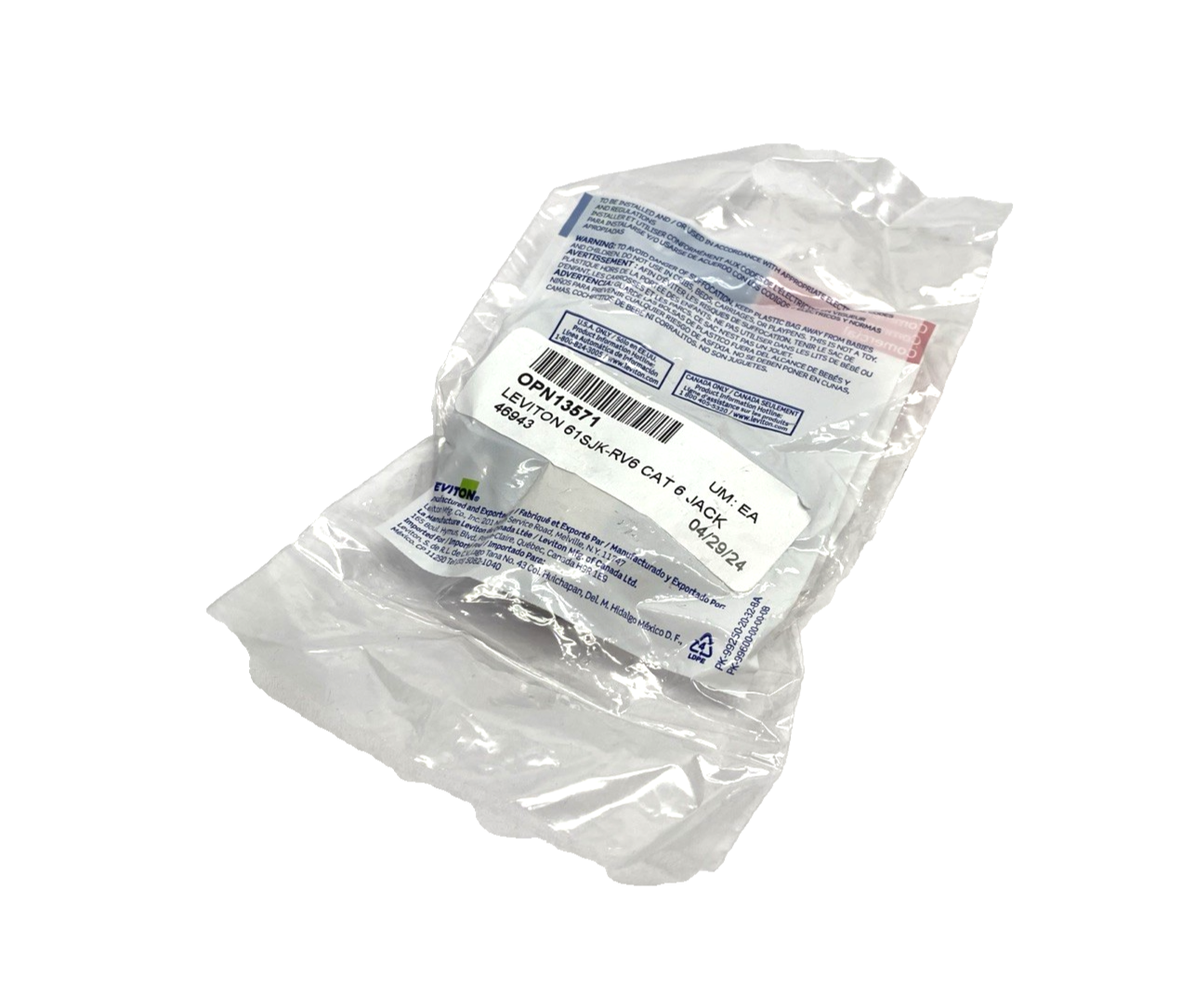 61SJK-RV6 | Leviton ATLAS-X1 Cat 6 Shielded QUICKPORT Jack, Green - New - Maverick Industrial Sales