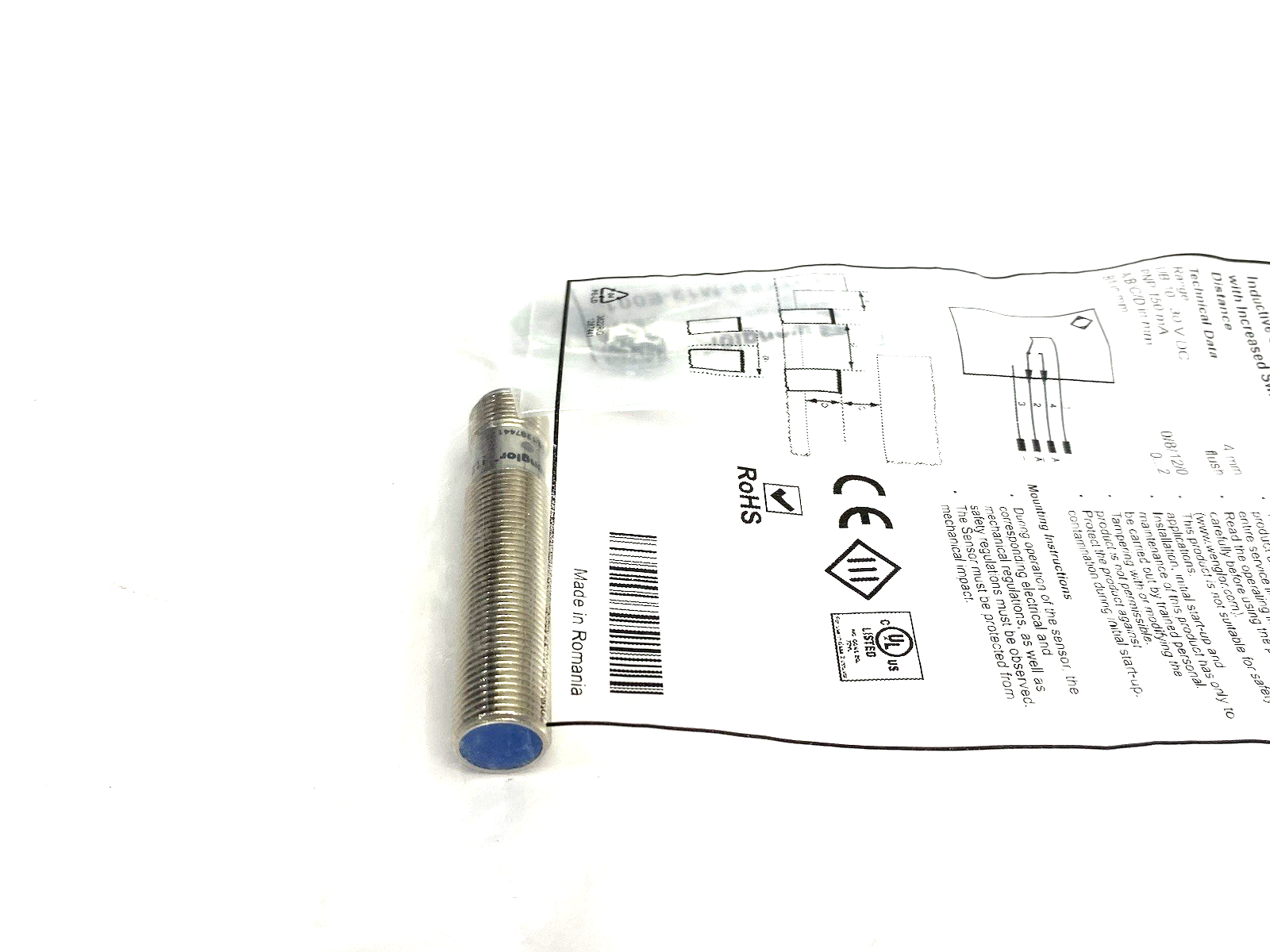 | Wenglor I12H006 Inductive Sensor w/ Increased 4mm Switching Distance, Flush - New - Maverick Industrial Sales