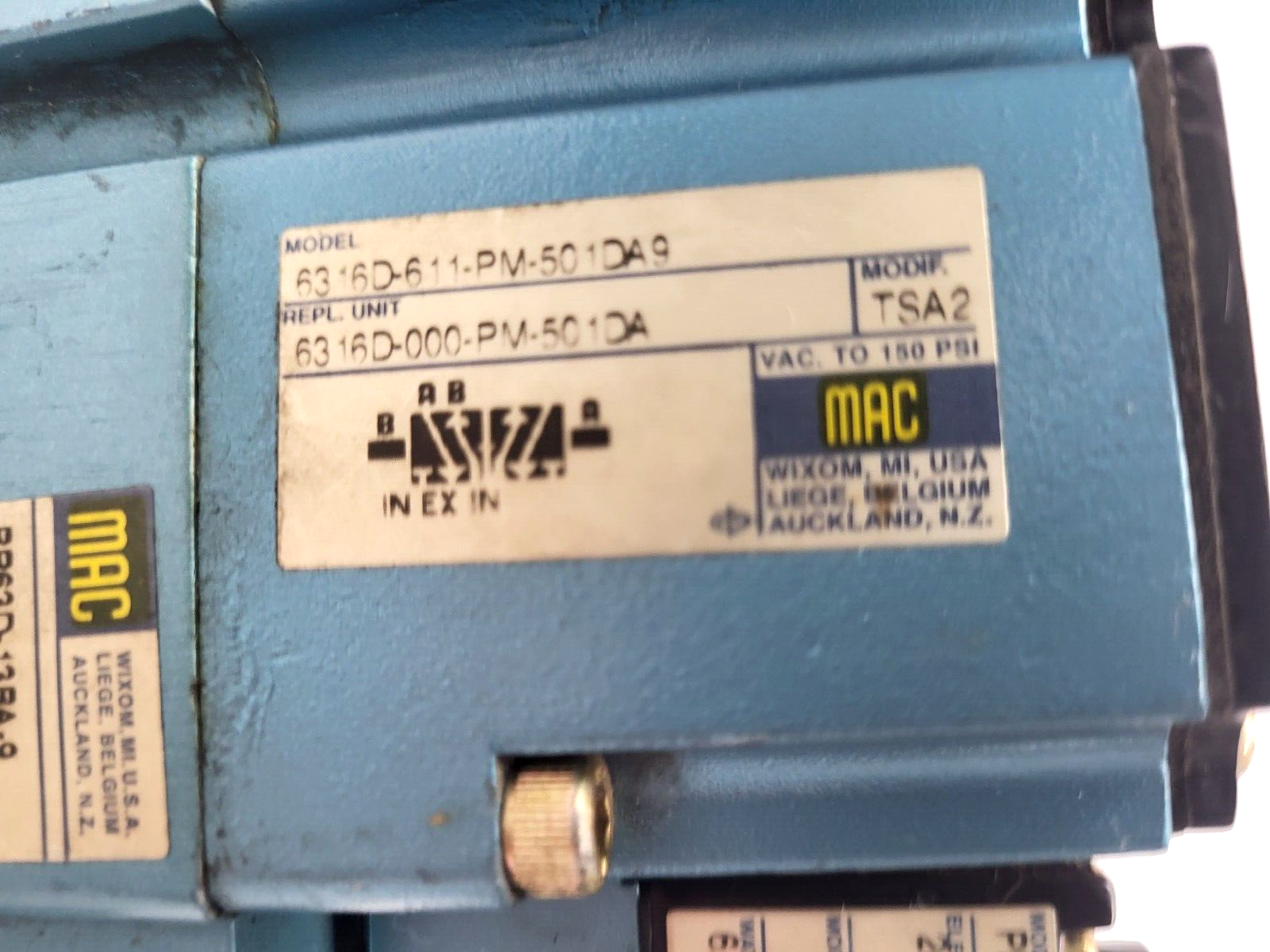 Mac Valves PR63D-13BA-9 Regulator Valve w/ 6316D-611-PM-501DA9 PME-501DAAG - Maverick Industrial Sales