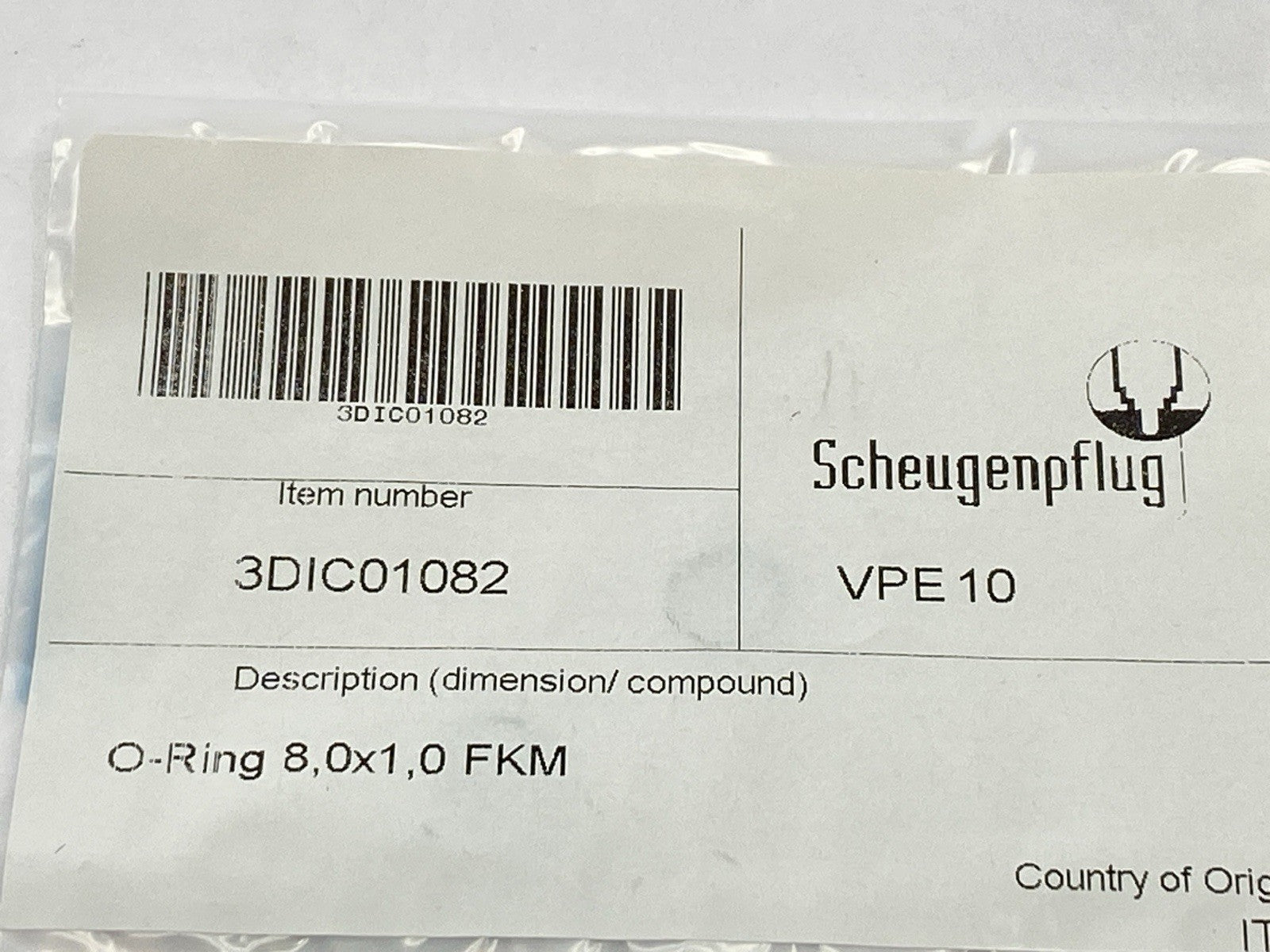 Scheugenpflug 3DIC01082 O-Ring VPE 10 8,0 x 1,0 FKM LOT OF 18 - Maverick Industrial Sales