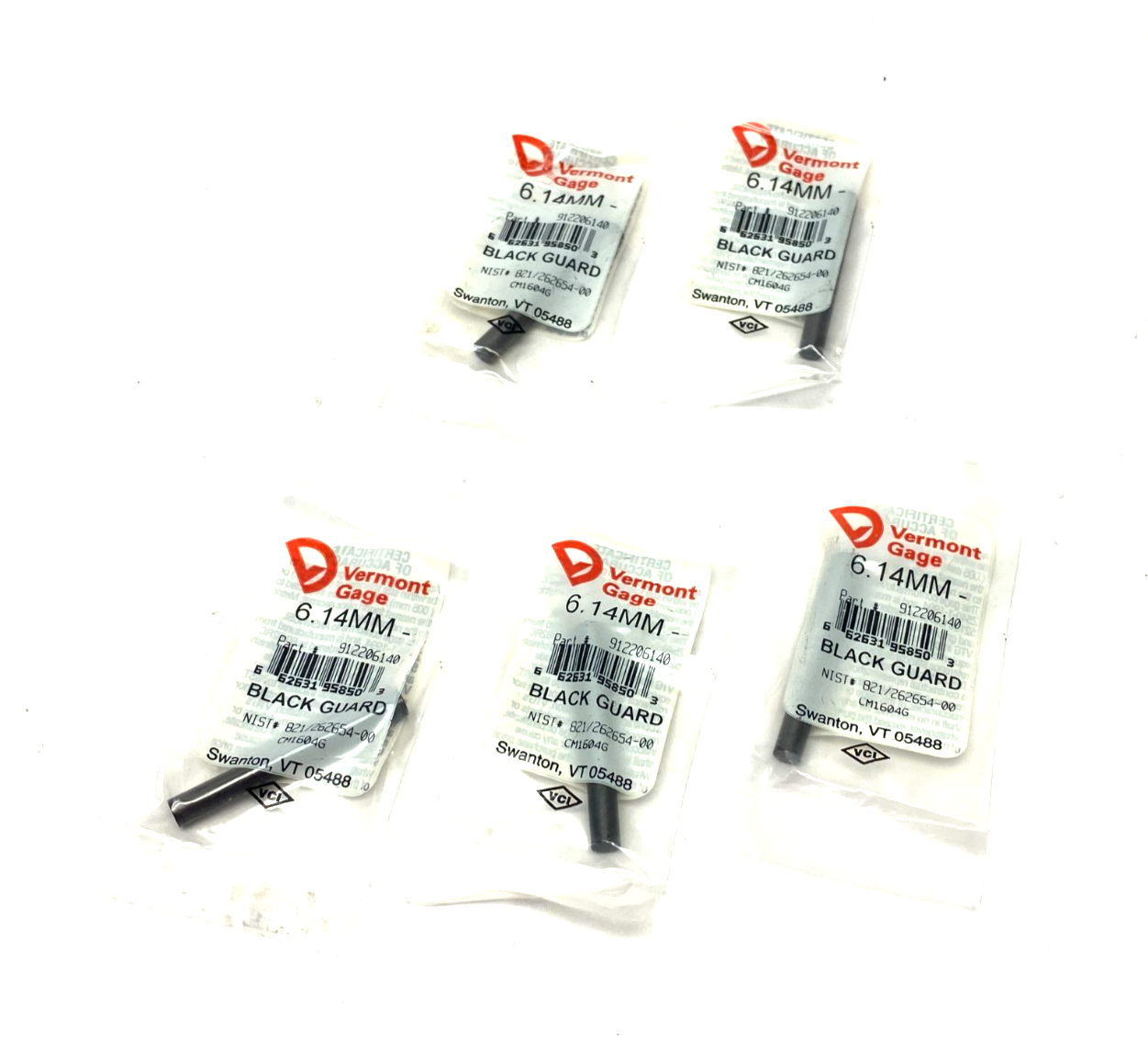 Vermont Gage 912206140 Black Guard 6.14mm Pin Gage LOT OF 5 - Maverick Industrial Sales