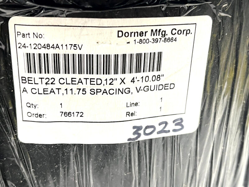 Dorner 24-120484A1175V Conveyor Belt 12" X 4'-10.08" A Cleat 11.75" Spacing - Maverick Industrial Sales