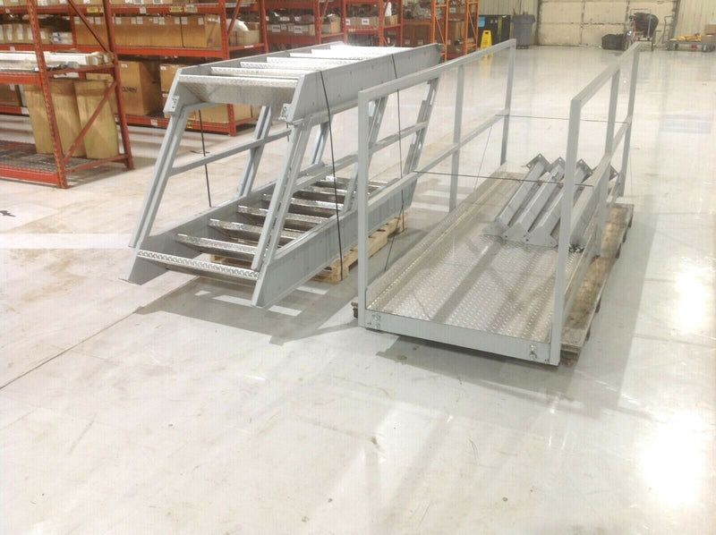 Industrial Crossover Platform Bridge, Catwalk, Walkway, Stairs, 150" Long - Maverick Industrial Sales