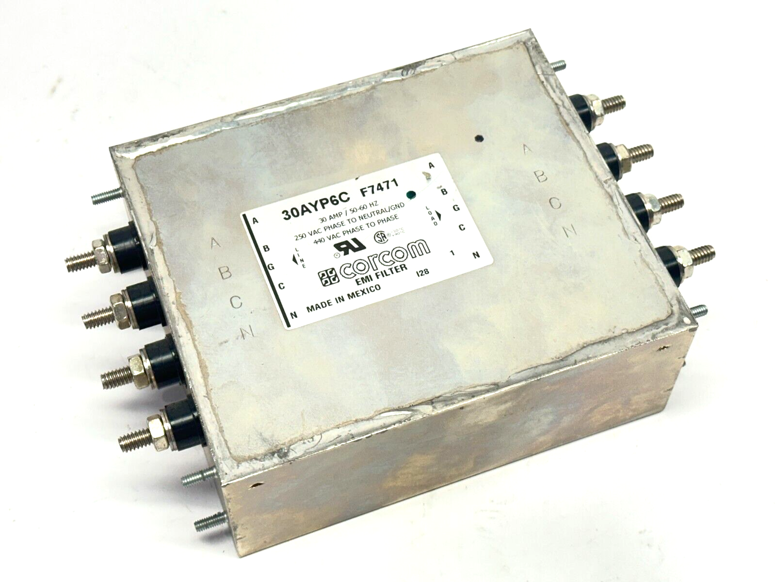 Corcom 30AYP6C EMI Filter 30A 250VAC PH To Neutral 440VAC PH - PH - Maverick Industrial Sales