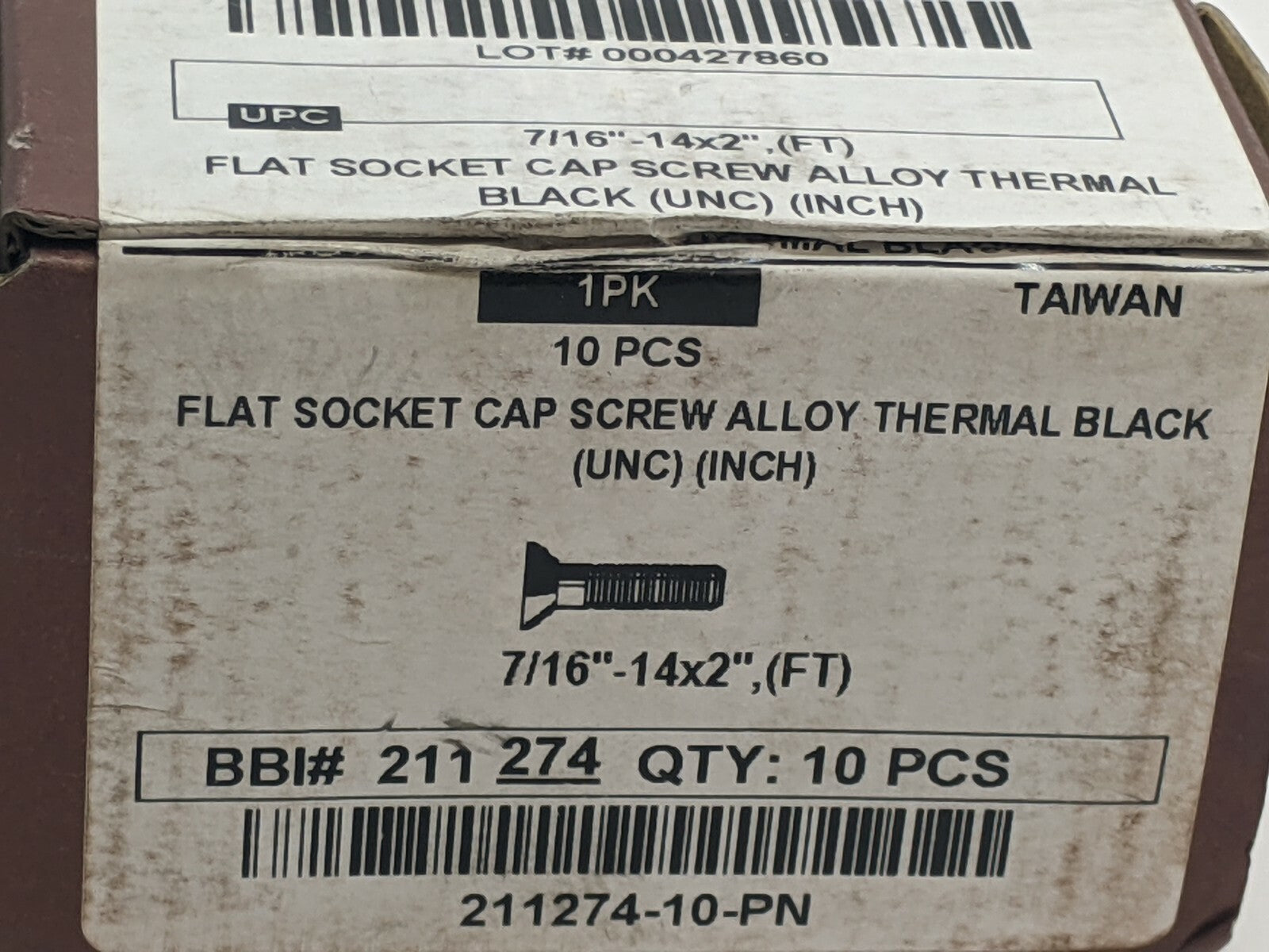 Brighton Best 211274 Flat Socket Cap Screw Alloy 7/16"-14x2" PKG OF 10 - Maverick Industrial Sales