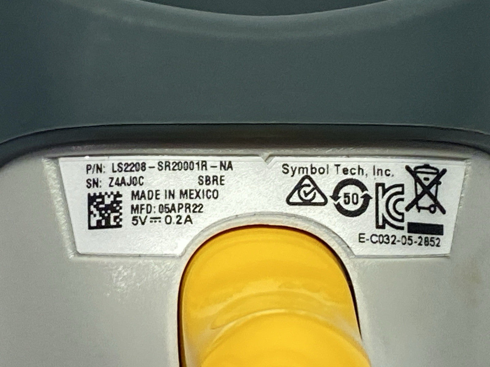 LS2208-SR20001R-NA | Symbol Barcode Scanner w/ CBA-S01-S07PBR Cable - Used - Maverick Industrial Sales