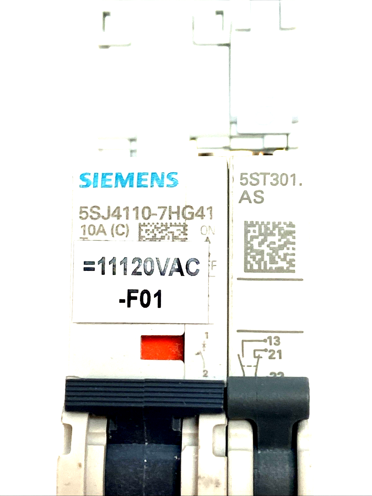 Siemens 5SJ4110‑7HG41 Miniature Circuit Breaker w/ Auxiliary Switch 5ST3010‑0HG - Maverick Industrial Sales