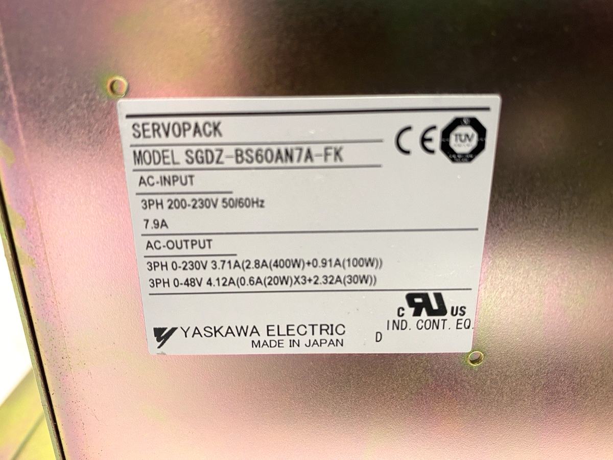 SGDZ-BS60AN7A-FK | Yaskawa Servopack Controller, Servo Driver Unit - Used - Maverick Industrial Sales