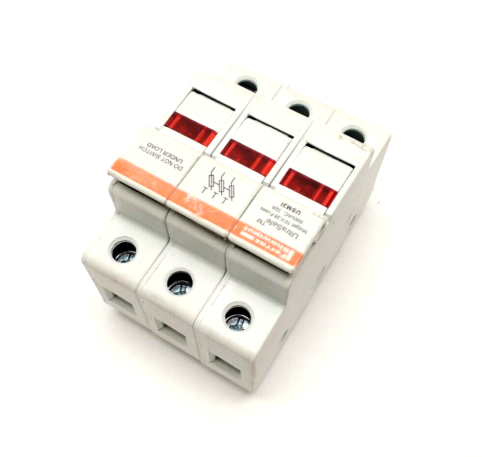 Mersen Ferraz Shawmut USM3I UltraSafe Fuse Holder 30A 600V Y219073 w/ 20A Fuses - Maverick Industrial Sales