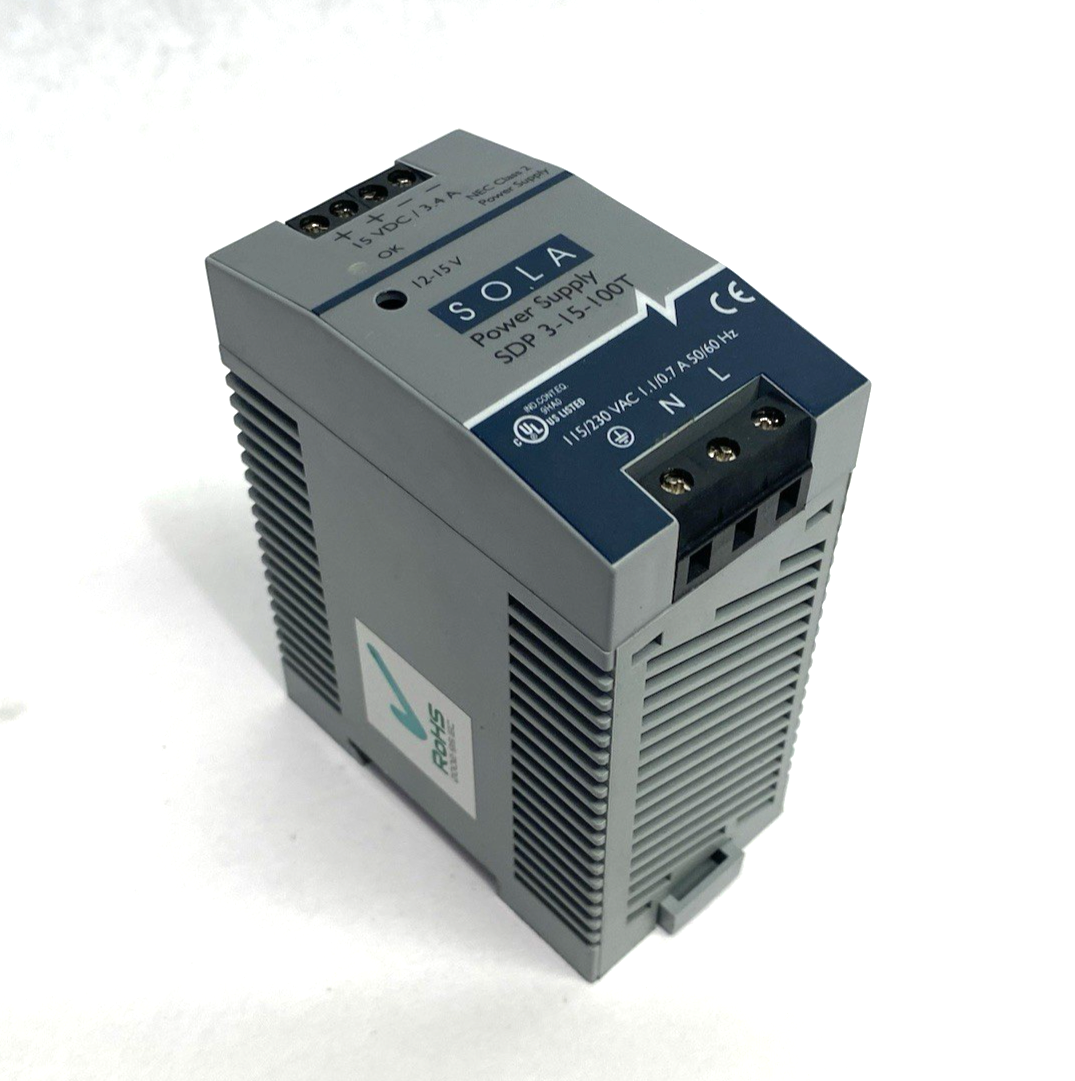 SDP 3-15-100T | EGS Sola/Hevi-Duty Power Supply DIN Rail 50W 15V - Used - Maverick Industrial Sales