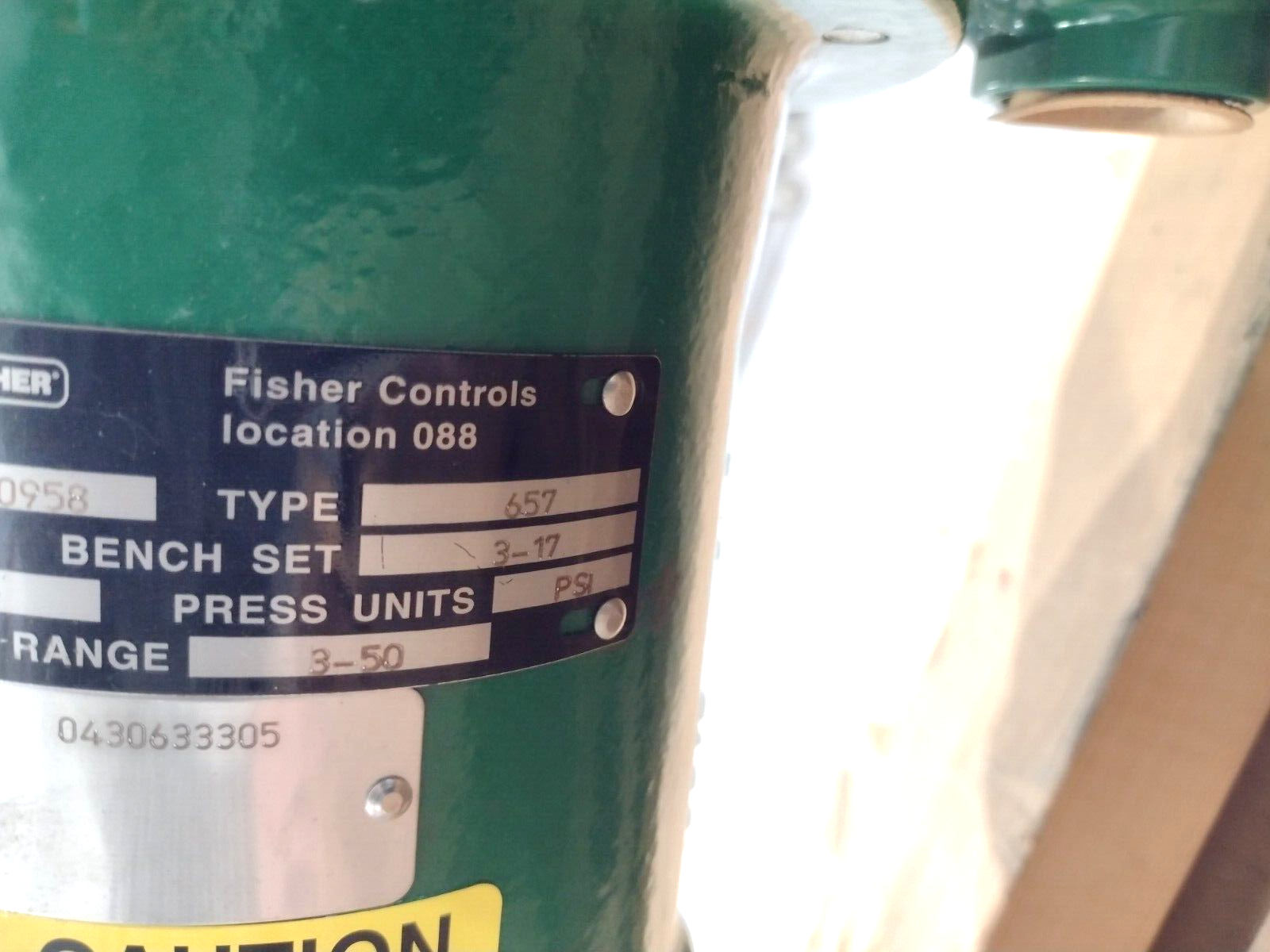 Type 657 Size 50 | Fisher Controls , Diaphragm Actuator, 3/4 Travel, Spring Opposed - Used - Maverick Industrial Sales