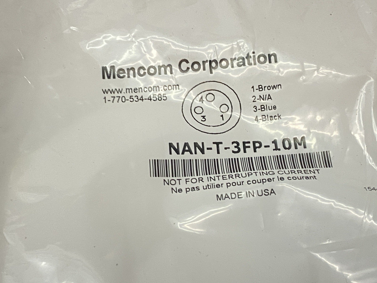 Mencom NAN-T-3FP-10M Cordset Female Straight M8 3-Pin - Flying Leads 10m - Maverick Industrial Sales