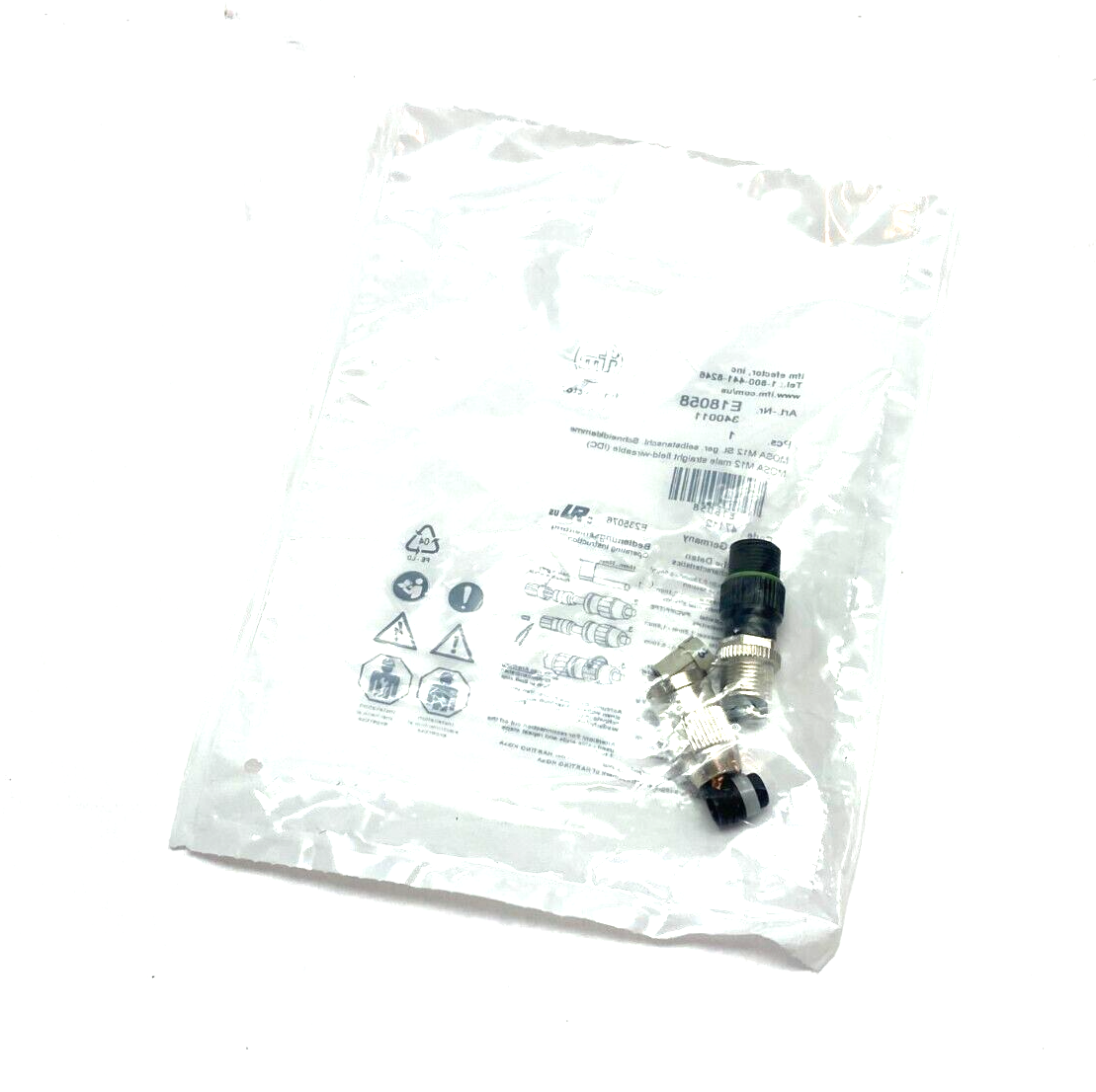 Ifm Efector E18058 Straight M12 Male Field Wireable Connector 4-Pin 340011 - Maverick Industrial Sales