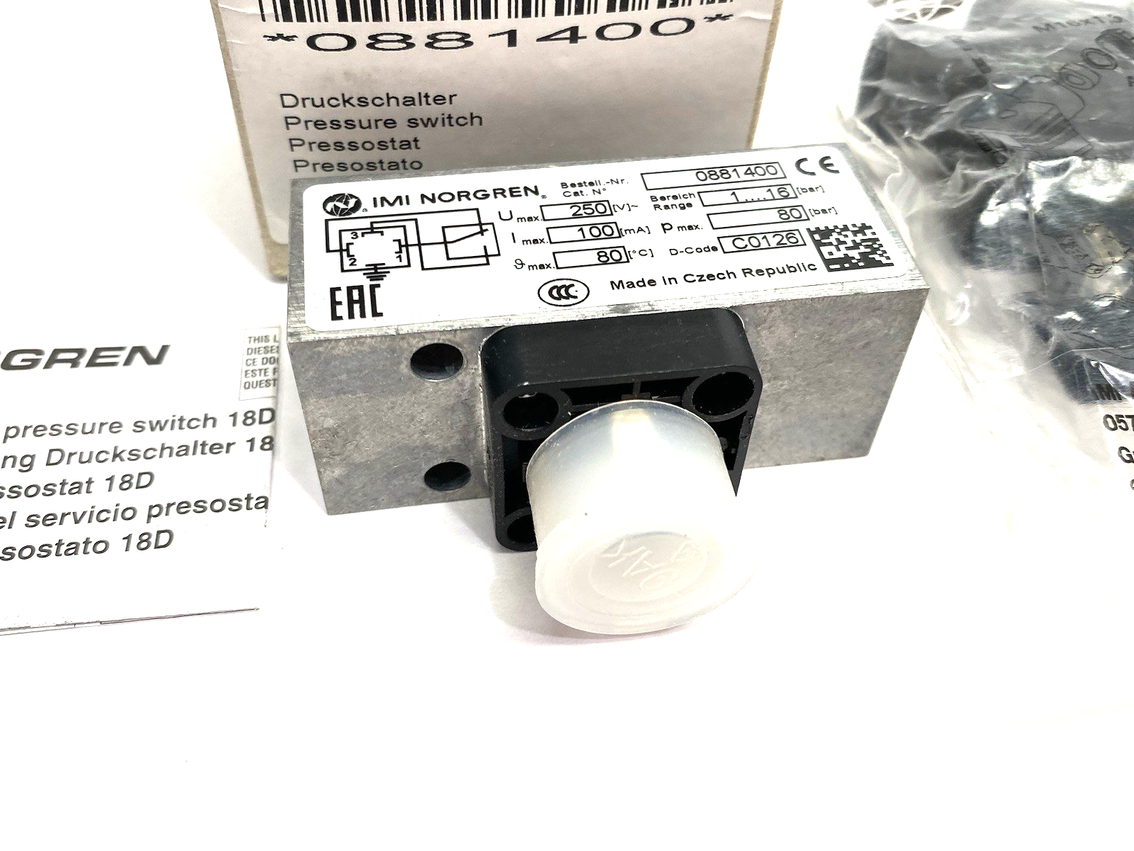 0881400 | IMI Norgren XSz Failure Indication Pressure Switch 1... 16bar - New – Open box - Maverick Industrial Sales