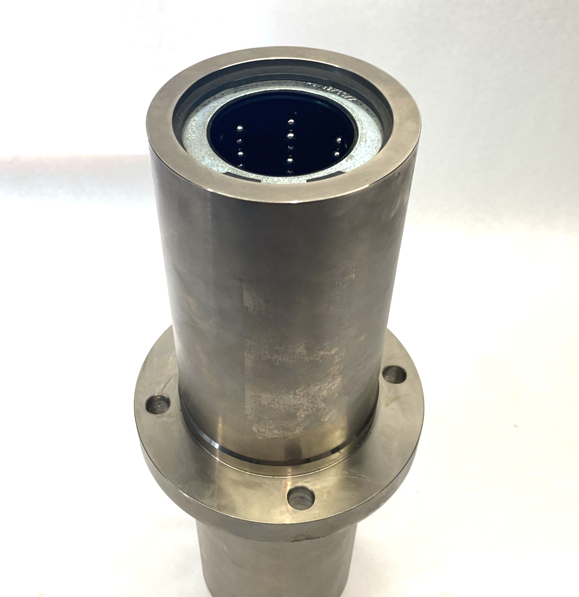 Double Length Round Flange Linear Bearing, for 2-3/8" Shaft, 16" OAL, Steel - Maverick Industrial Sales