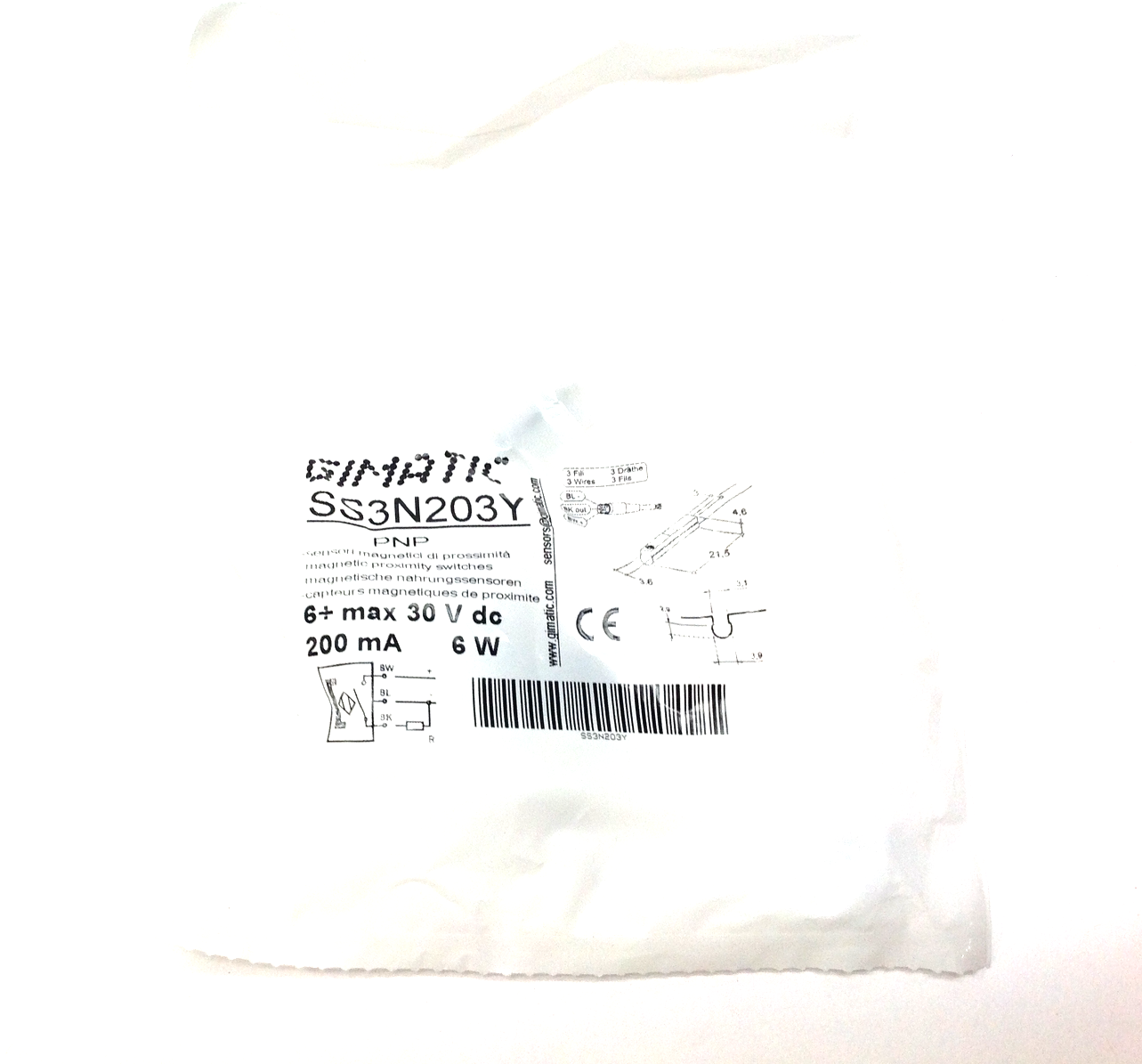 Gimatic SS3N203Y C-Slot Magnetic Proximity Switch Sensor PNP 200 mA 6W - Maverick Industrial Sales