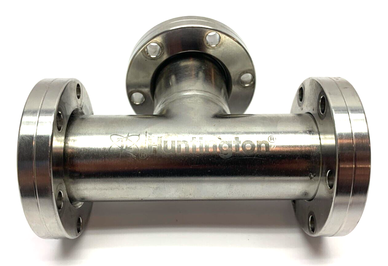 Huntington VF-151 Stainless Steel UHV Tee Fitting 2 Rotatable Flange 1 Locked - Maverick Industrial Sales