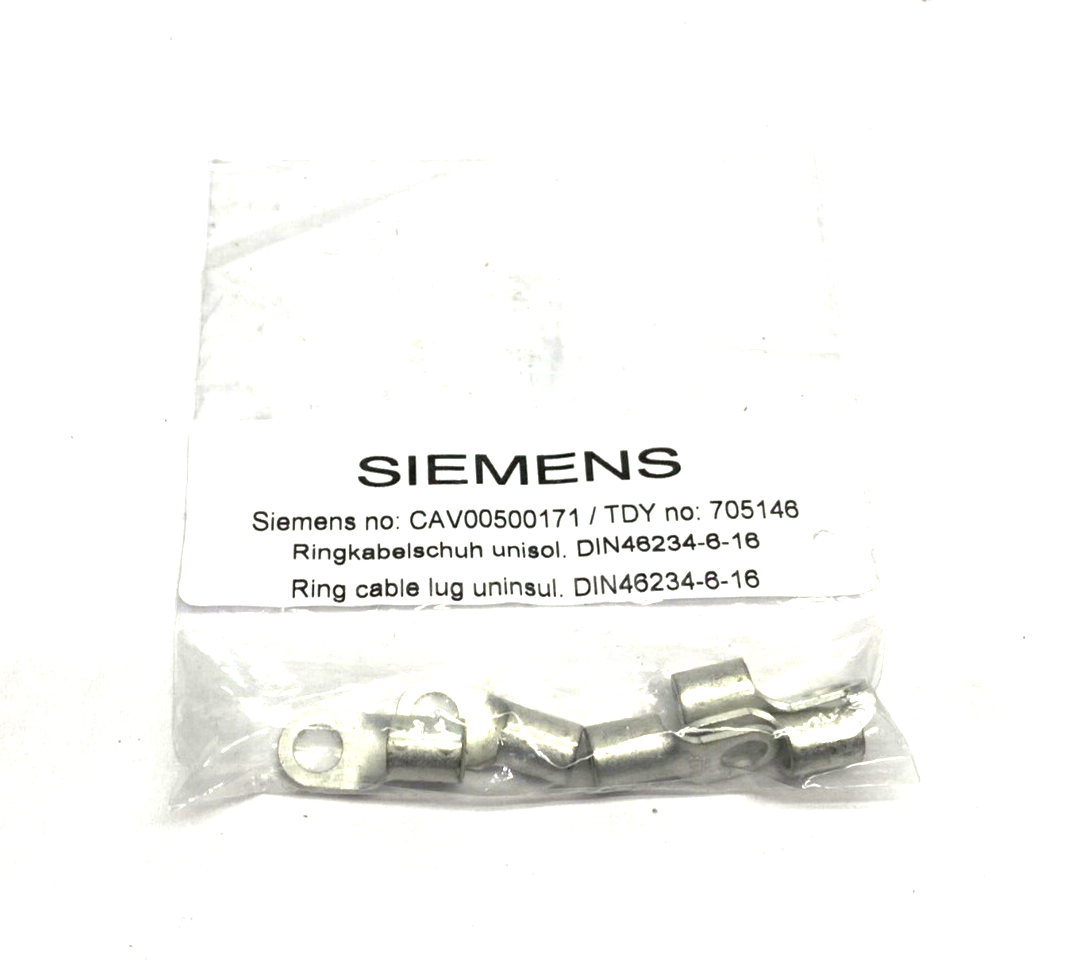 Siemens CAV00500171 Ring Cable Lug DIN46234-6-16 PKG OF 5 - Maverick Industrial Sales