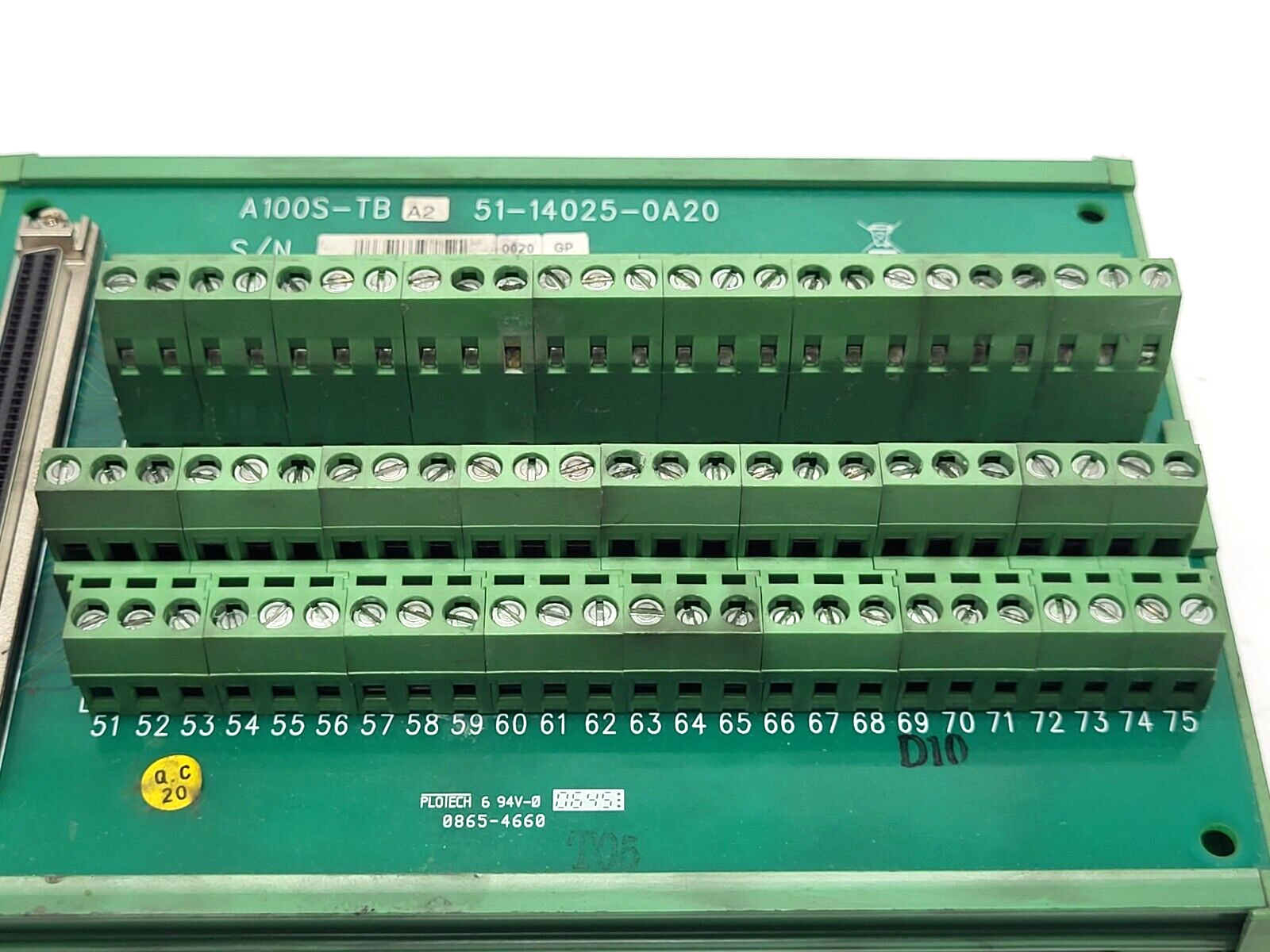 Plotech A100S-TB Wiring Terminal Board 51-14025-0A20 - Maverick Industrial Sales