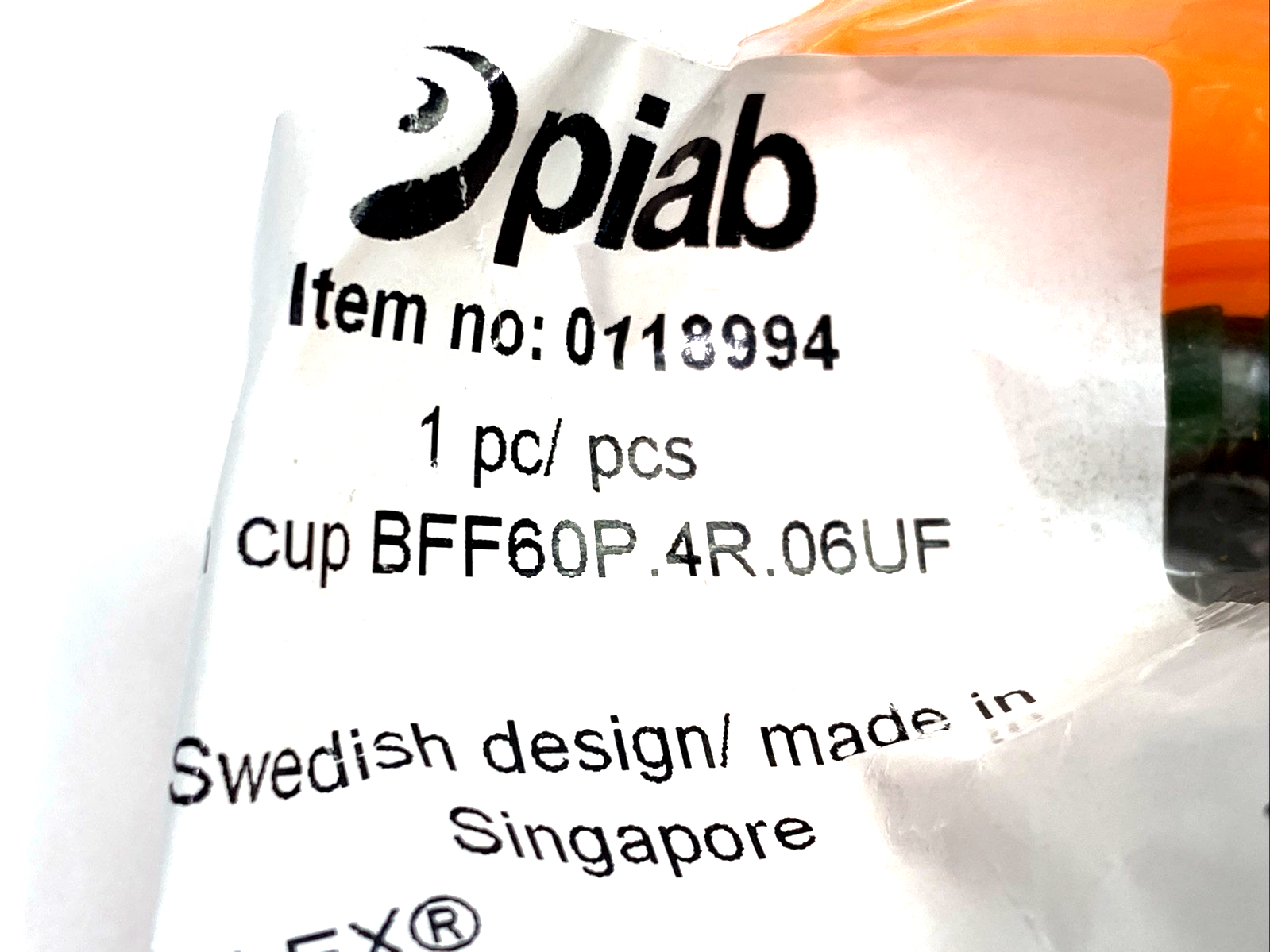 Piab BFF60P.4R.06UF Vacuum Suction Cup BFF60P Polyurethane 55/60, G3/8" 0118994 - Maverick Industrial Sales