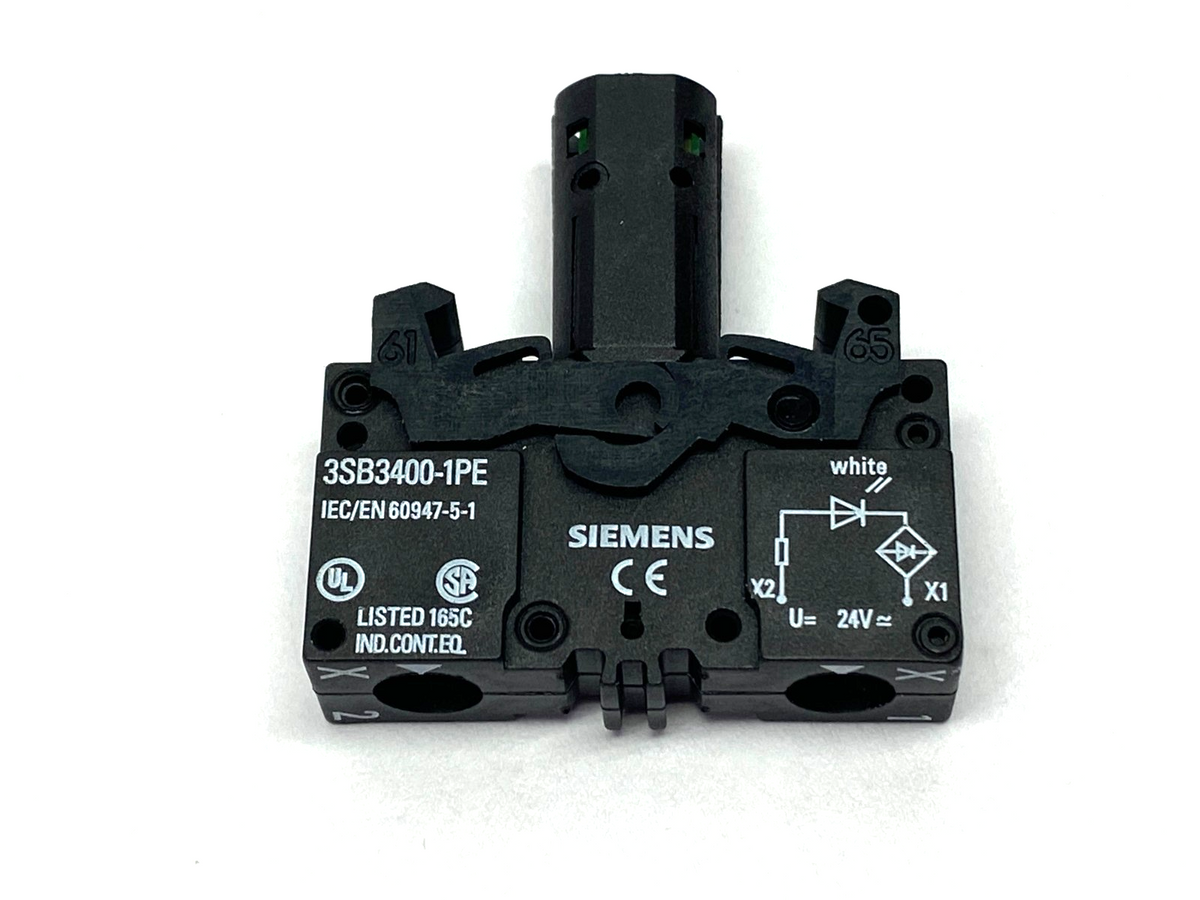 Siemens 3SB3400-1PE Lamp Holder, White, 24V AC/DC - Maverick Industrial Sales