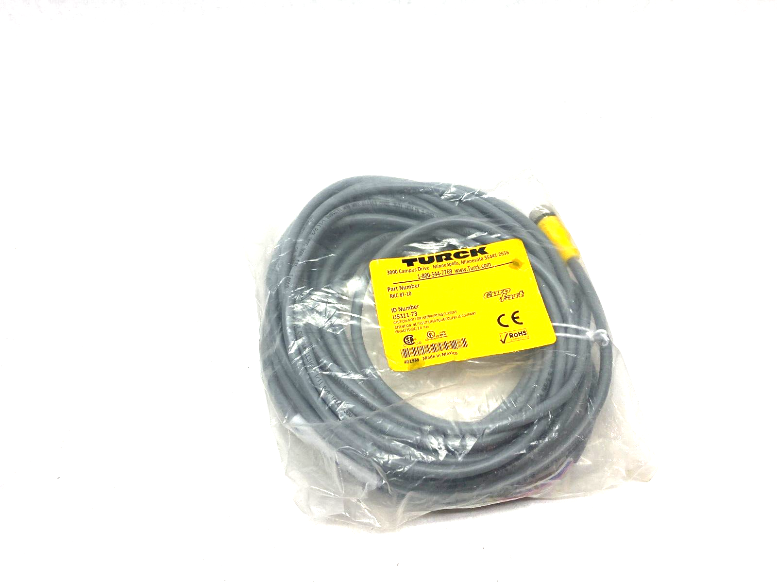Turck RKC 8T-10 Eurofast Single Ended Cordset M12 8-Pin Female U5311-73 - Maverick Industrial Sales