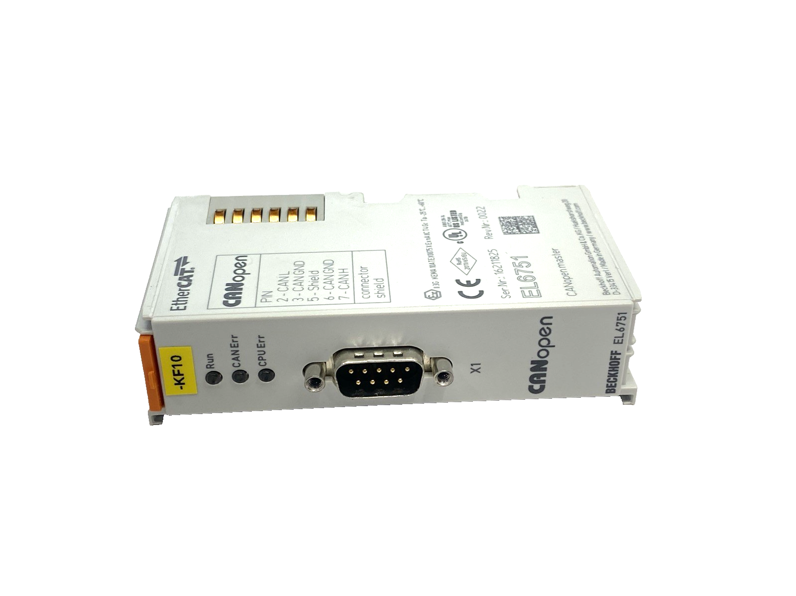 Beckhoff EL6751 EtherCAT Terminal, 1 Channel Communication Interface, CANopen - Maverick Industrial Sales