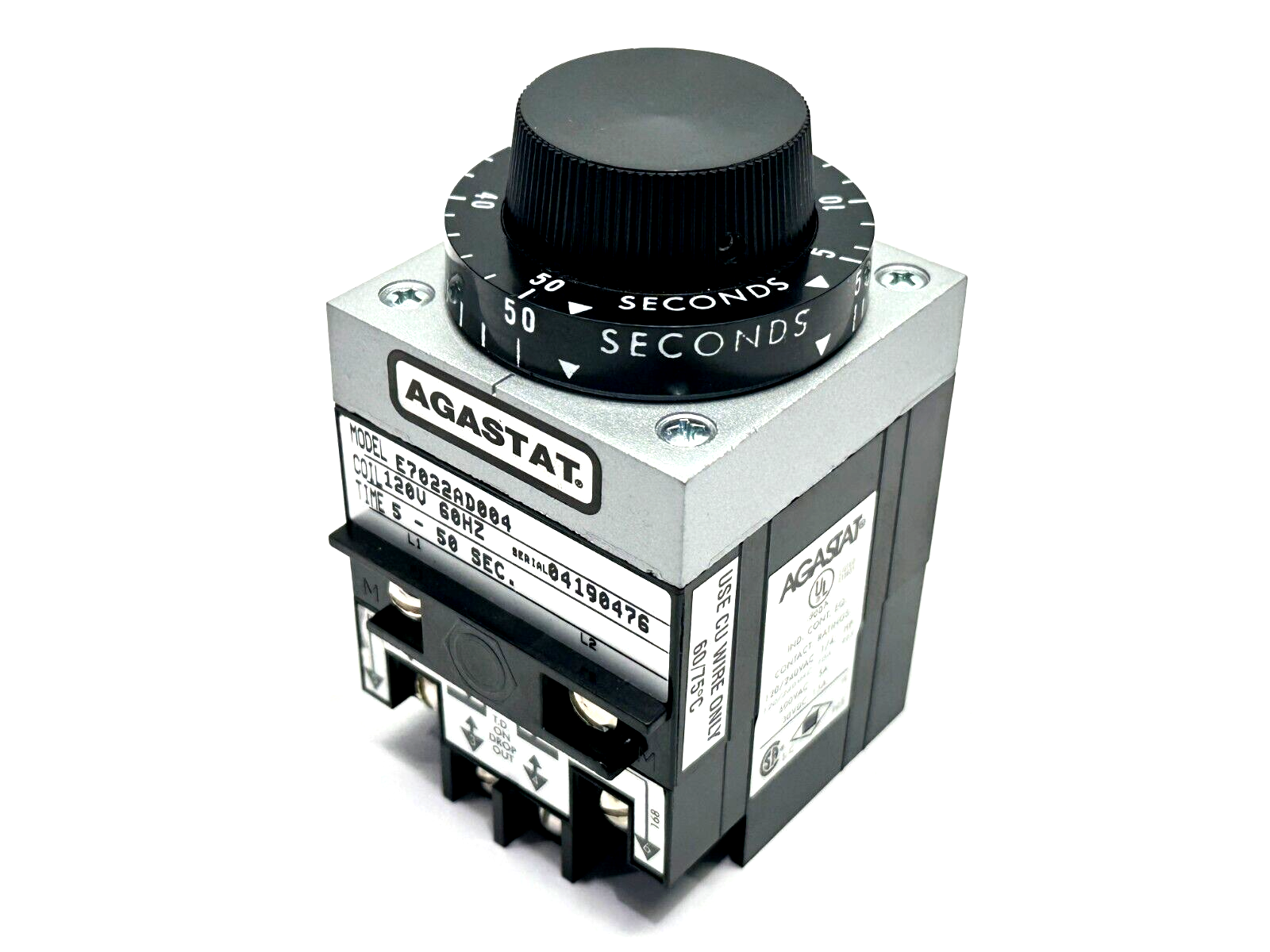 Tyco 1423170-4 Agastat Timing Relay Model E7022AD004 5-50 Second Delay 120V Coil - Maverick Industrial Sales