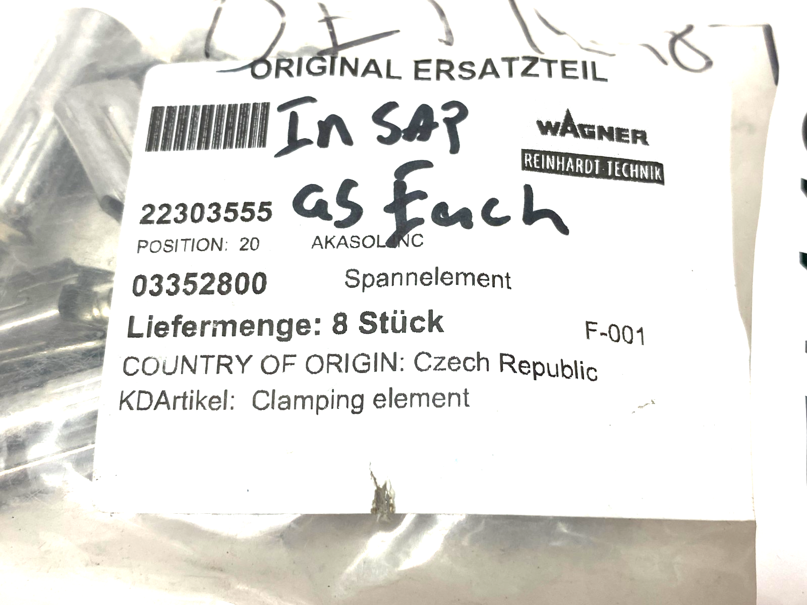 03352800 | Reinhardt-Technik Clamping Element PKG OF 8- New - Maverick Industrial Sales