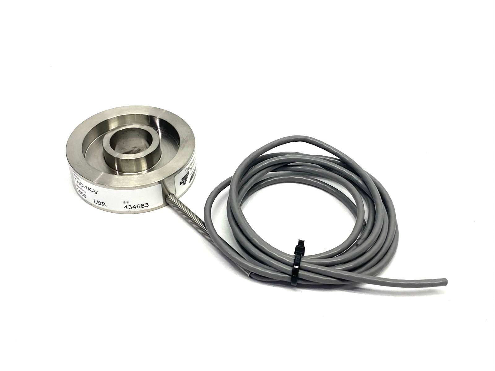 Transducer Techniques THC-IK-V Through-Hole Donut Load Cell Force Sensor 0-1K LB - Maverick Industrial Sales