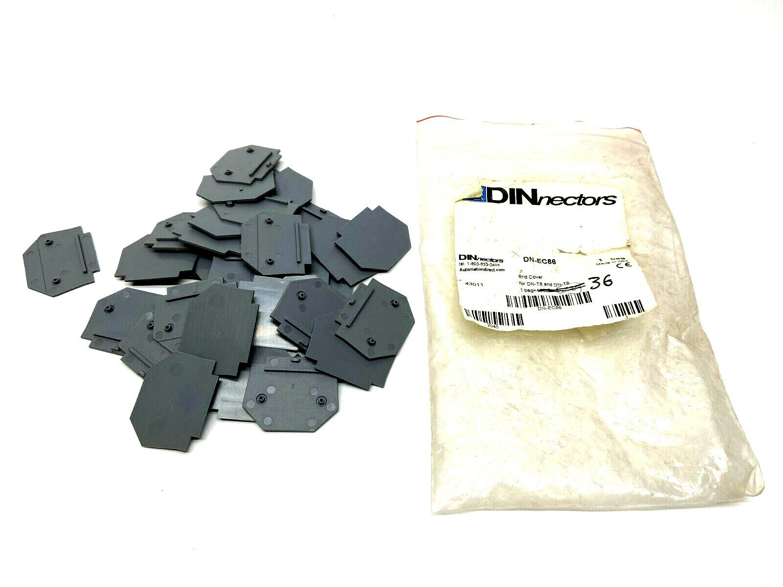 DN-EC86 | Automation Direct DINnector End Cover Gray LOT OF 36 - Used - Maverick Industrial Sales