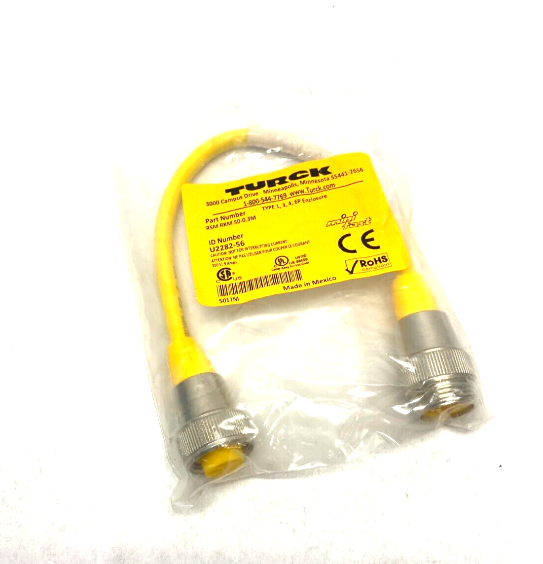 Turck RSM RKM 50-0.3M Minifast Double Ended Connection Cordset U2282-56 - Maverick Industrial Sales