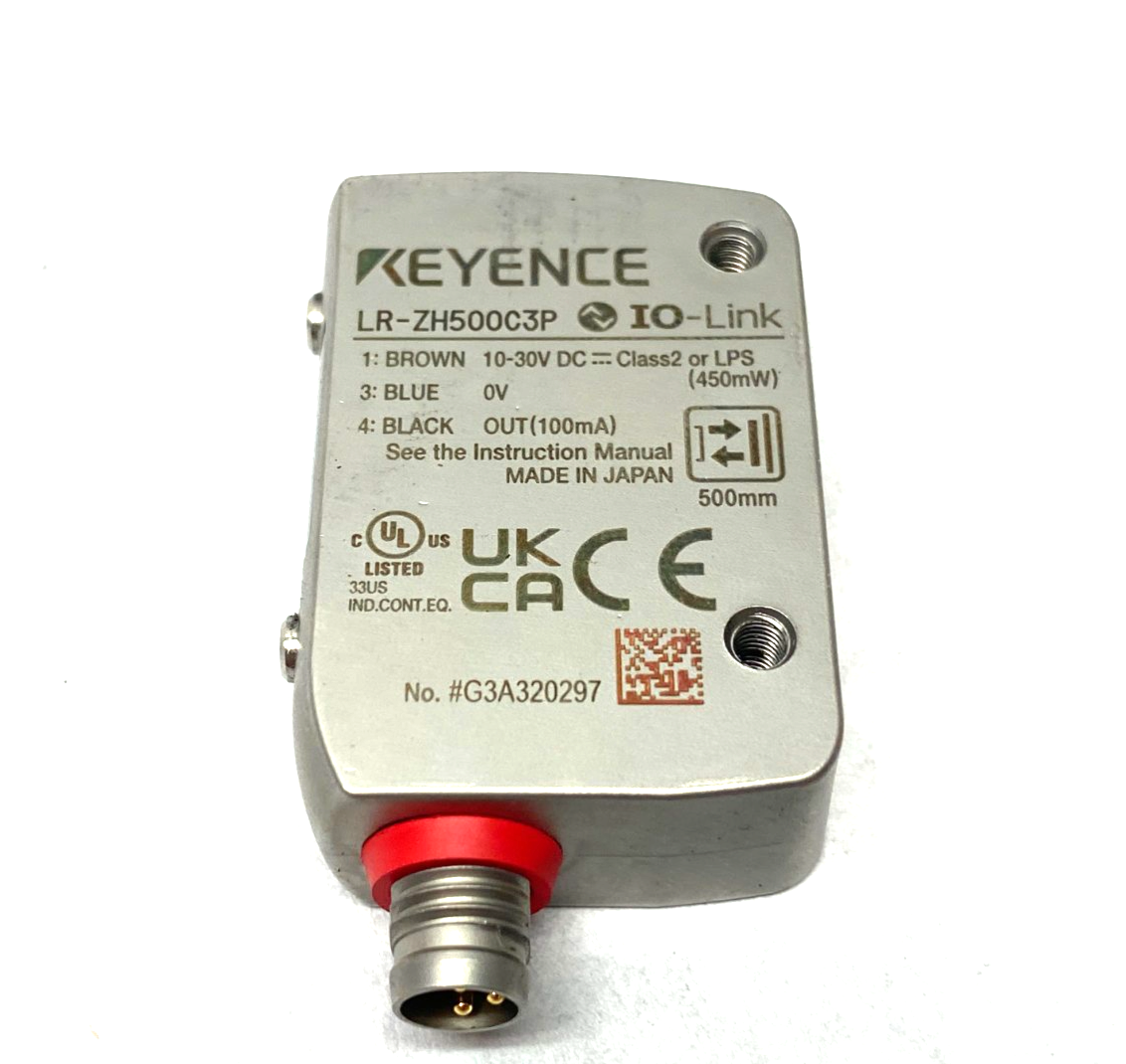 Keyence LR-ZH500C3P Self-Contained Cmos Laser Sensor M8 Connector Type 500mm - Maverick Industrial Sales
