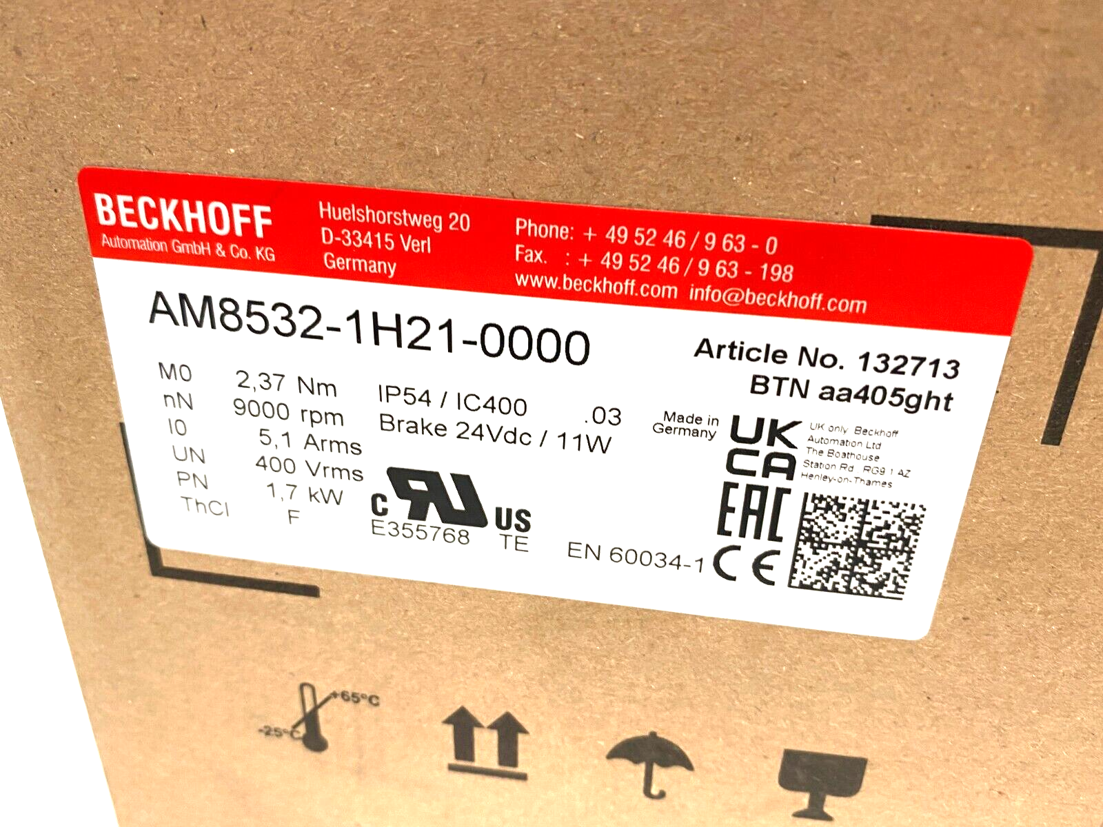 Beckhoff AM8532-1H21-0000 High Inertia Servo Motor 132713 - Maverick Industrial Sales