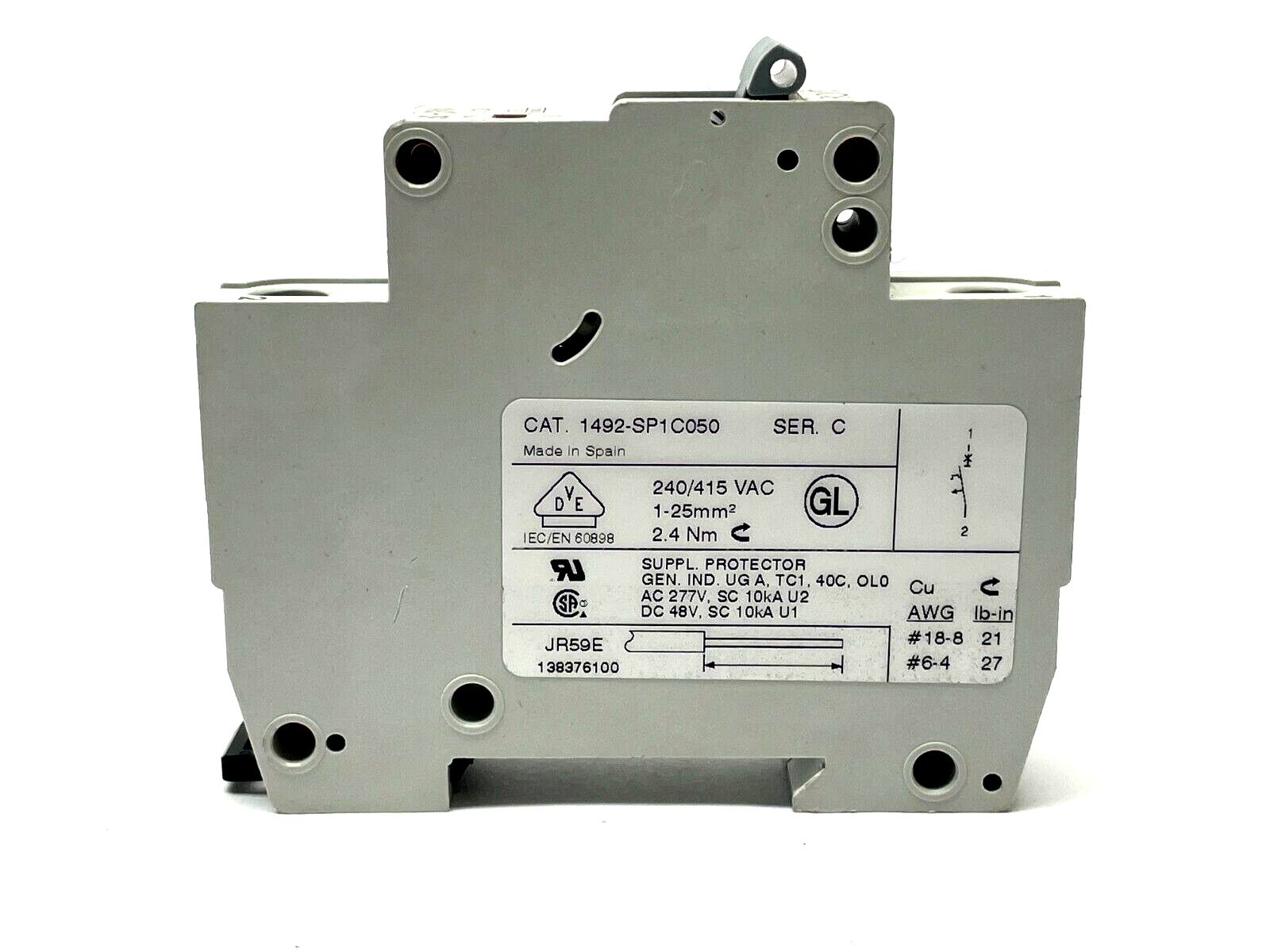 Allen Bradley 1492-SP1C050 Ser. C Breaker Miniature 5A 277VAC 48VDC 1P - Maverick Industrial Sales