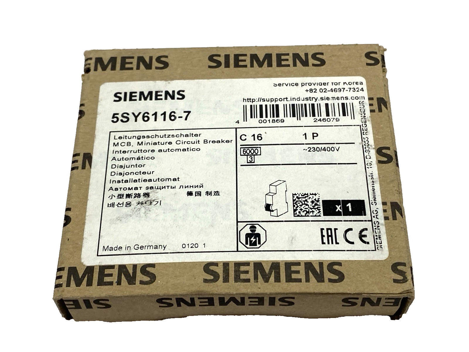 Siemens 5SY6116-7 Miniature Circuit Breaker 1-Pole 230/400V 16A - Maverick Industrial Sales