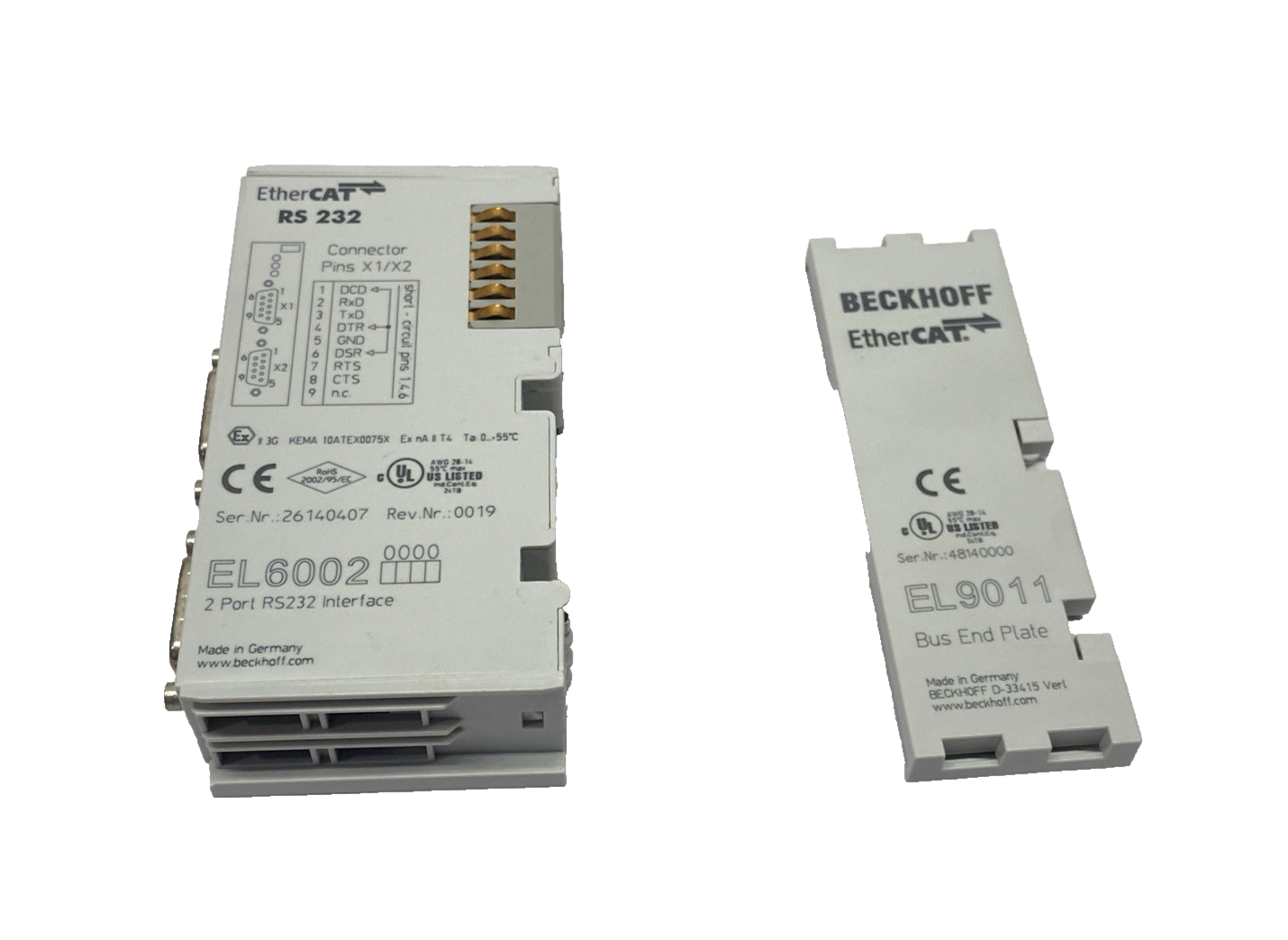 Beckhoff EL6002 EtherCAT Terminal 2-Channel Communication Interface RS232 D-Sub - Maverick Industrial Sales