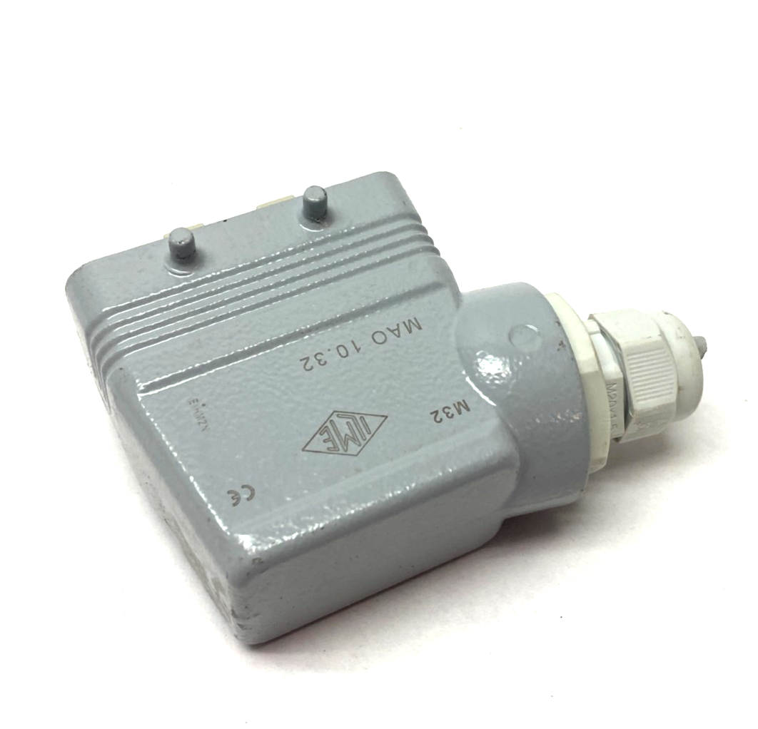 ILME MAO 10.32 Cable Hood M32 Side Entry Type C, 4-Pegs w/ 10-Pin Male Insert - Used - Maverick Industrial Sales