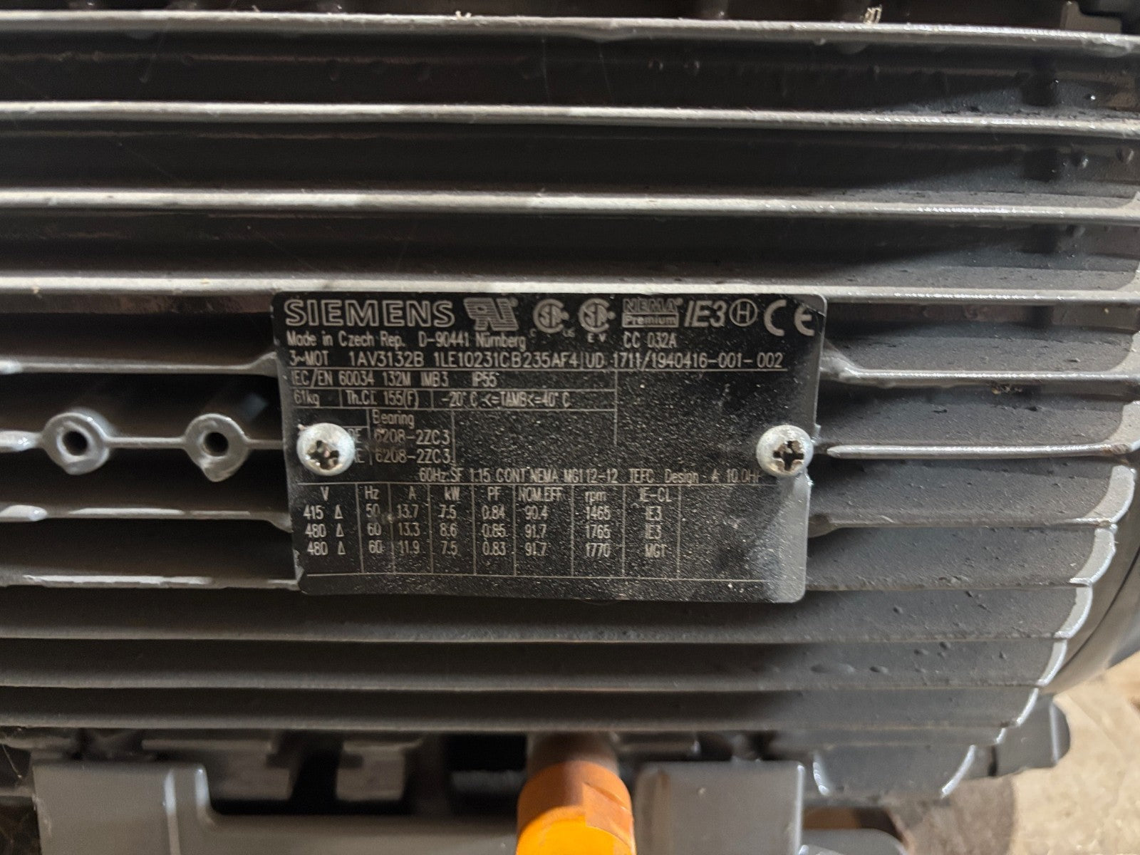 1AV3132B 1LE1023-1CB23-5AF4 | Siemens Eagle Line SIMOTICS NEMA Premium Eff. Motor - Used - Maverick Industrial Sales