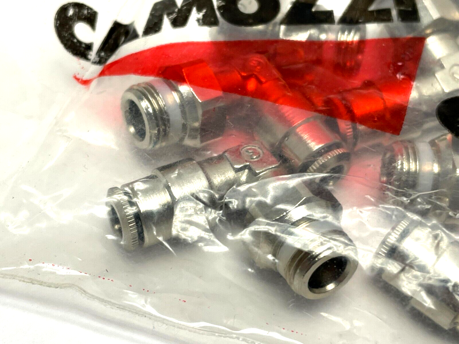 Camozzi S6520 4-1/8 4mm Push-In x 1/8" Male BSPP Swivel Elbow PKG OF 20 - Maverick Industrial Sales