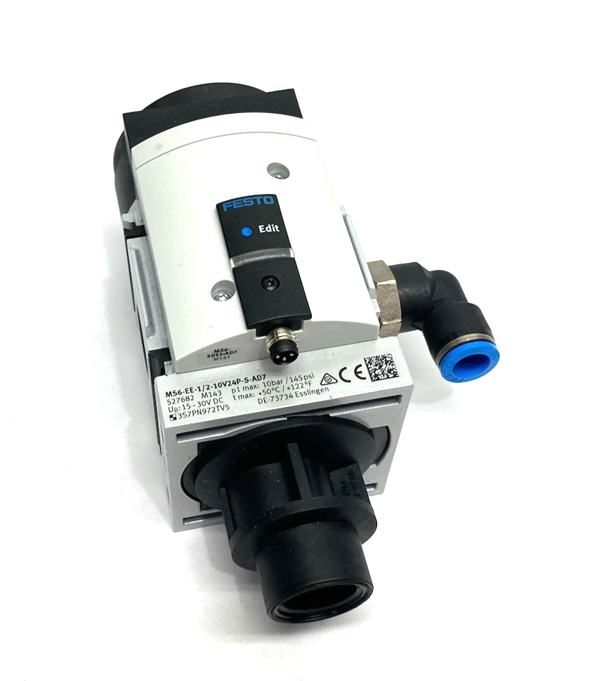 Festo MS6-EE-1/2-10V24P-S-AD7 On/Off Soft Start Valve, Built-In Switch 527682 - Maverick Industrial Sales