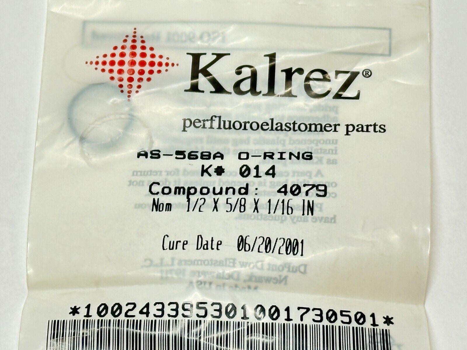 Kalrez AS-568A O-Ring Compound 4079 K#014 12.42mm X 1.78mm - Maverick Industrial Sales