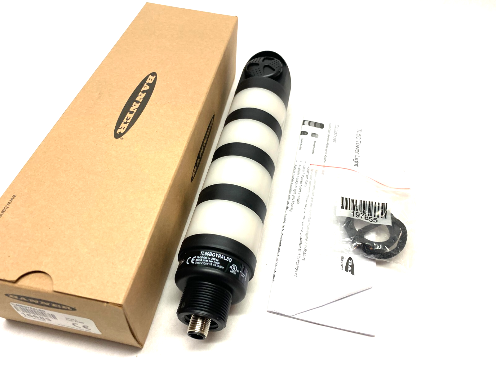 Banner TL50BGYRALSQ Core Series Audible Tower Light 5-Level 4-Color 24V 16683 - Maverick Industrial Sales