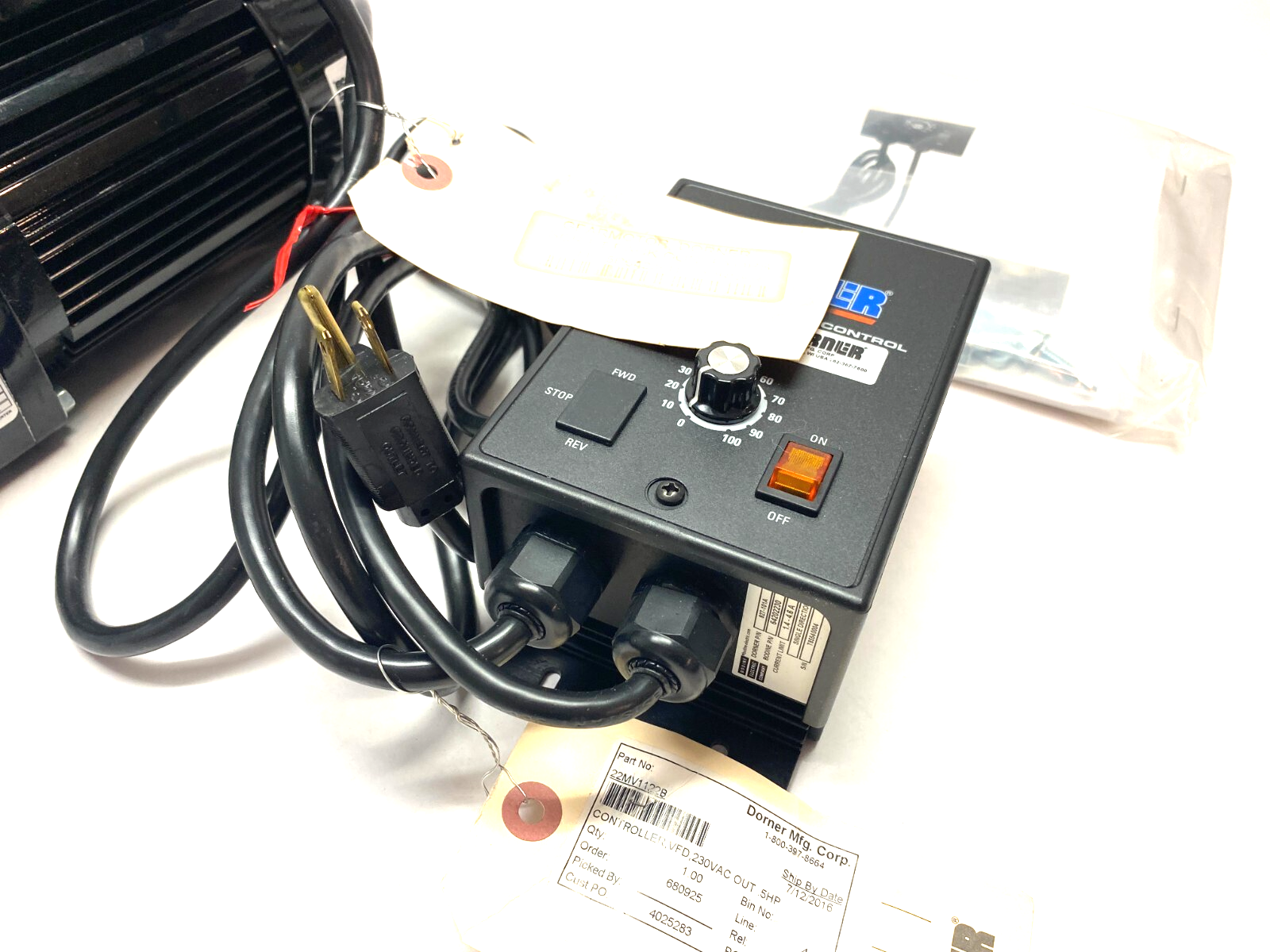 Dorner 62M005PS423EN & 22MV1122B Parallel Gearmotor 3/8HP & VFD Controller 230V - Maverick Industrial Sales