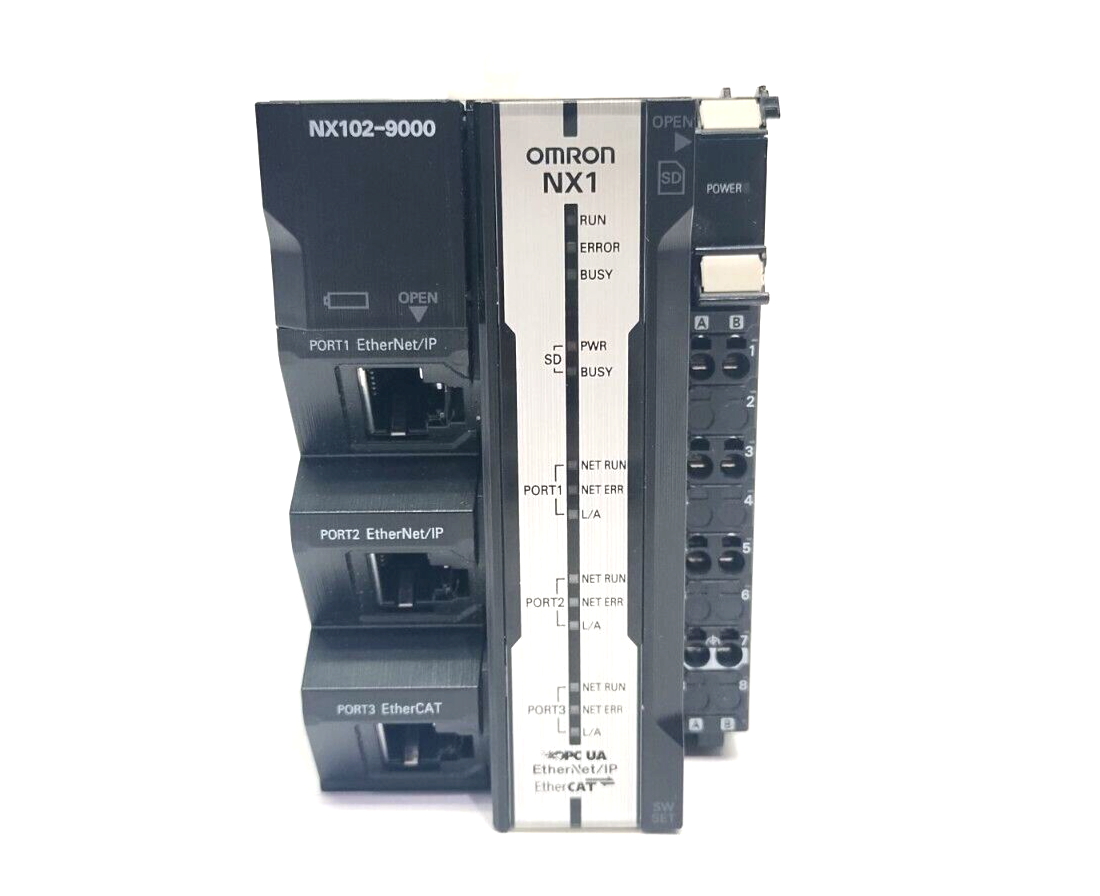 Omron NX102-9000 NX1 PLC Controller CPU Unit, 4-Axes, EtherCAT EtherNet/IP - Maverick Industrial Sales