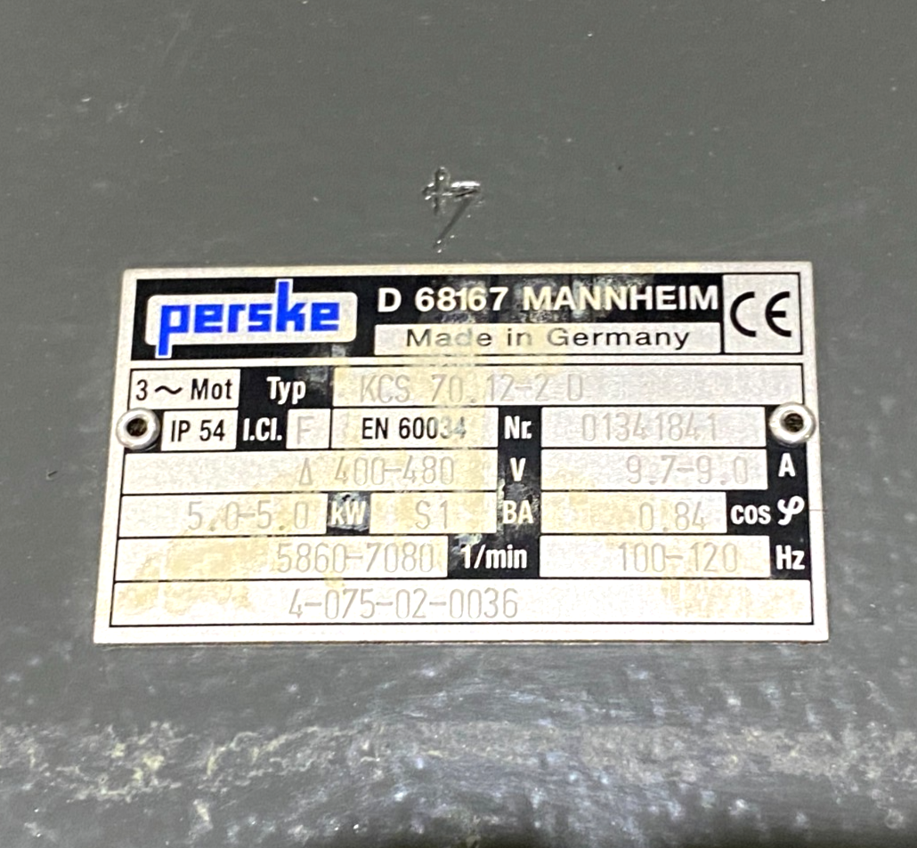 Perske KCS 70.12-2 D 3-Phase Motor 5860-7080rpm 400-480V - Maverick Industrial Sales