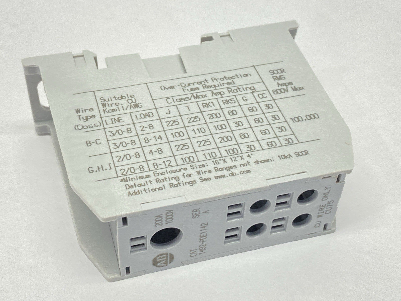 1492-PDE1142 | Allen Bradley Ser A Power Distribution Block 200A 1000V - New Other - Maverick Industrial Sales